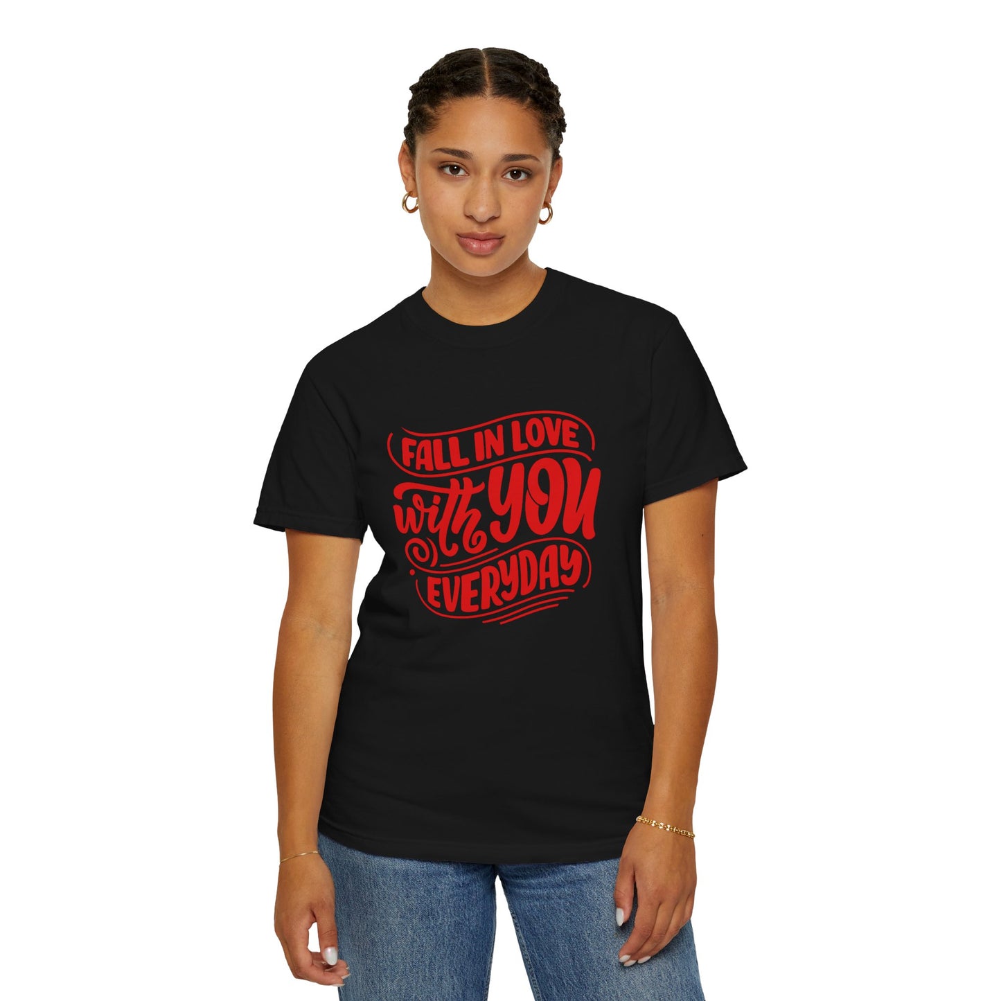 Fall in Love with YOU Quote T-shirt for Couples, Valentine's Day, Gifts for Him/Her, Casual Everyday Wear, Comfortable Unisex Tee