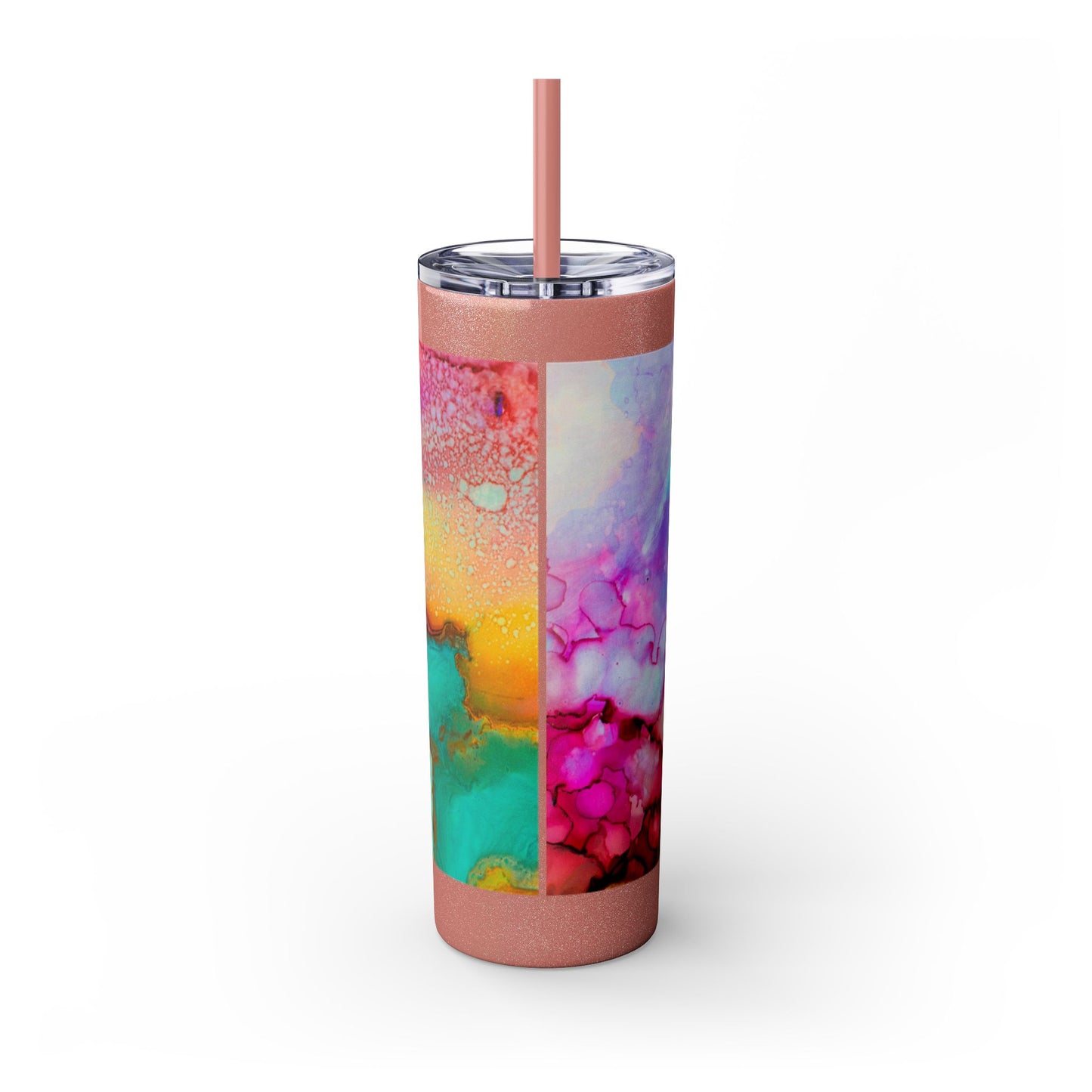 Beautiful Watercolor Splatter Skinny Tumbler with Straw - 20oz, Vibrant Colorful Drinkware for Every Occasion, Perfect Gift for Friends, Reusable Travel Mug, Water [...]