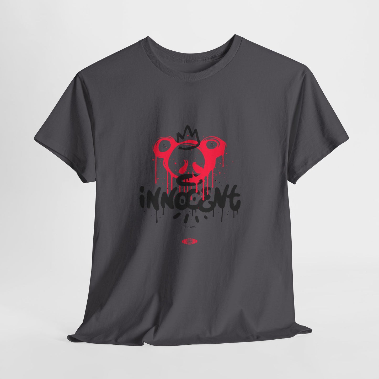 Edgy Graphic Tee: 'Innocent' Design, Urban Fashion, Streetwear, Unisex Cotton T-Shirt, Music Festivals, Casual Wear
