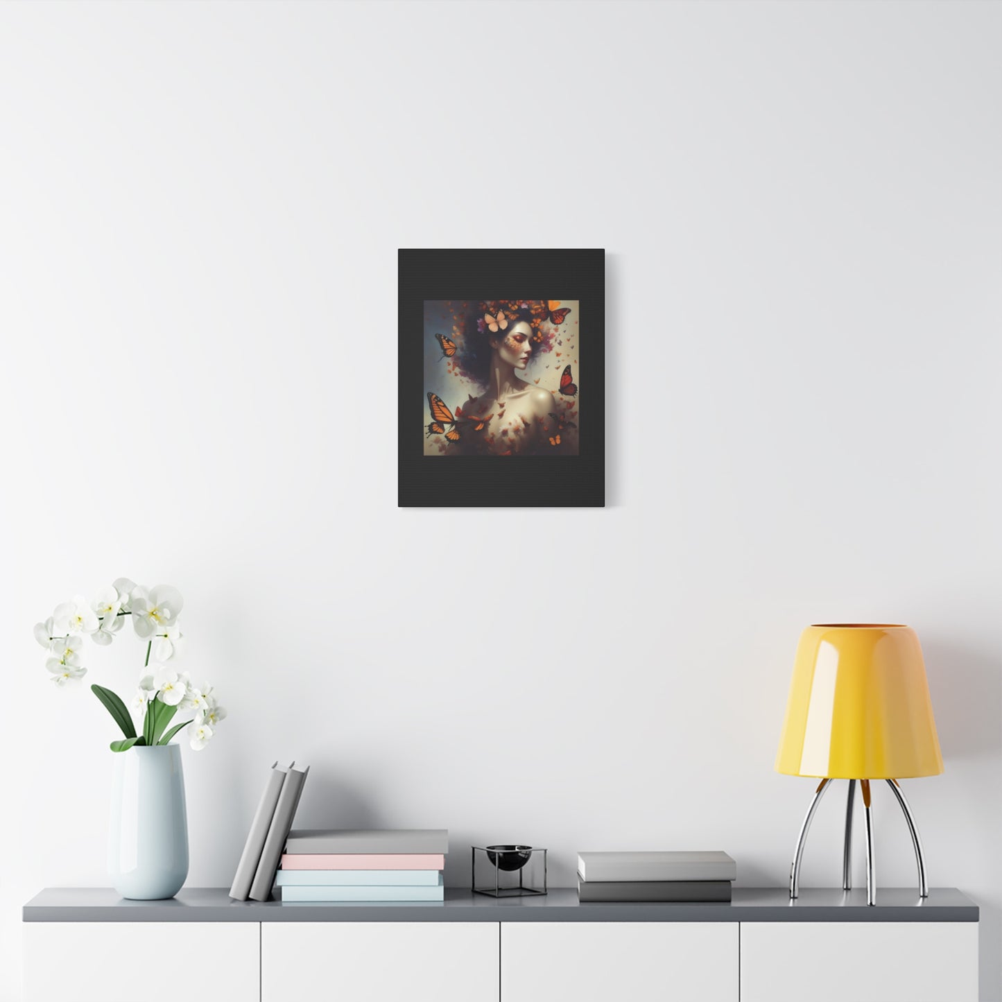 Canvas Wall Art - Butterfly Woman Print, Floral Home Decor, Unique Gift for Nature Lovers, Birthday Decoration, Whimsical Art