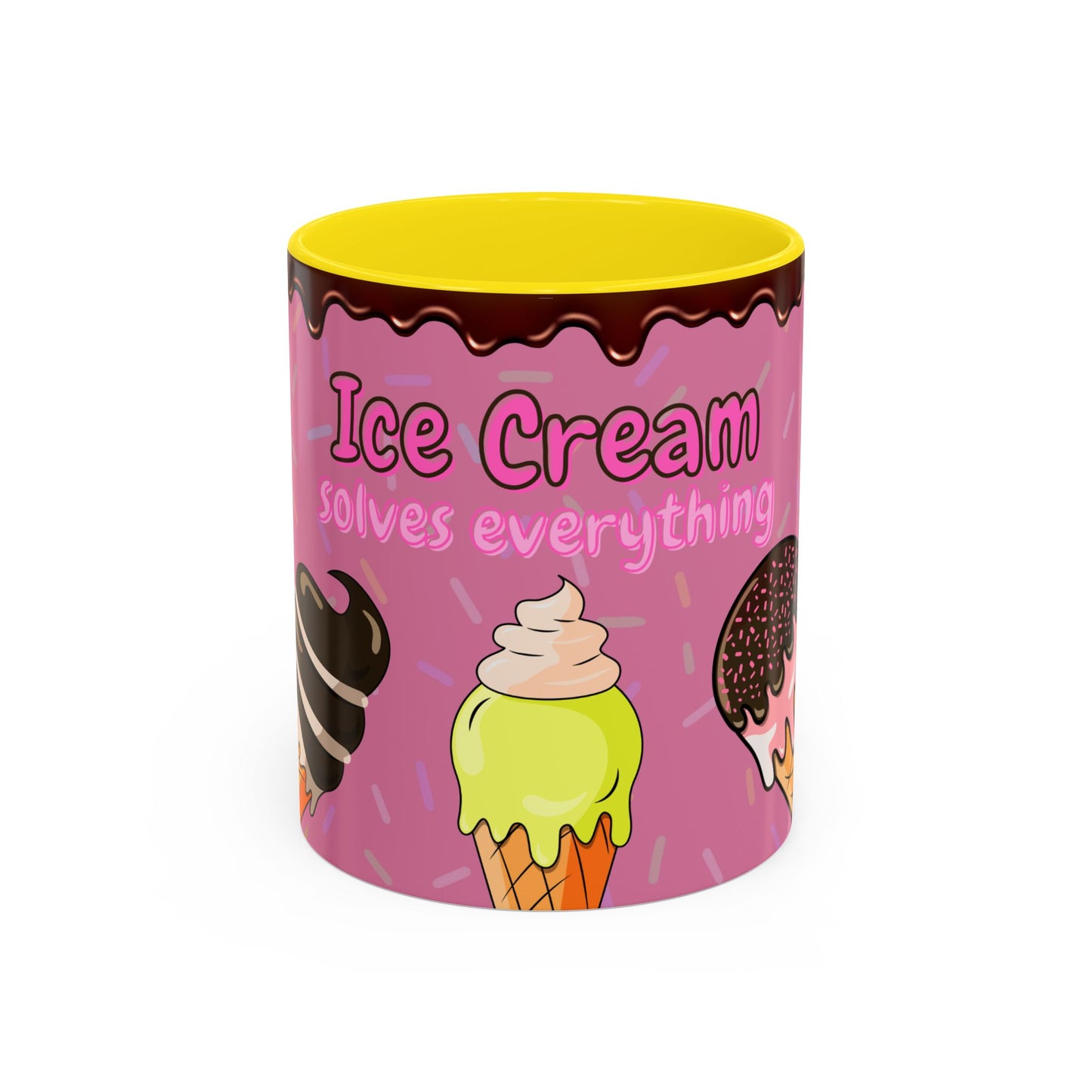 Ice Cream Solves Everything Coffee Mug - Fun Beverage Cup for Ice Cream Lovers, Gift for Holidays, Birthday, Summer