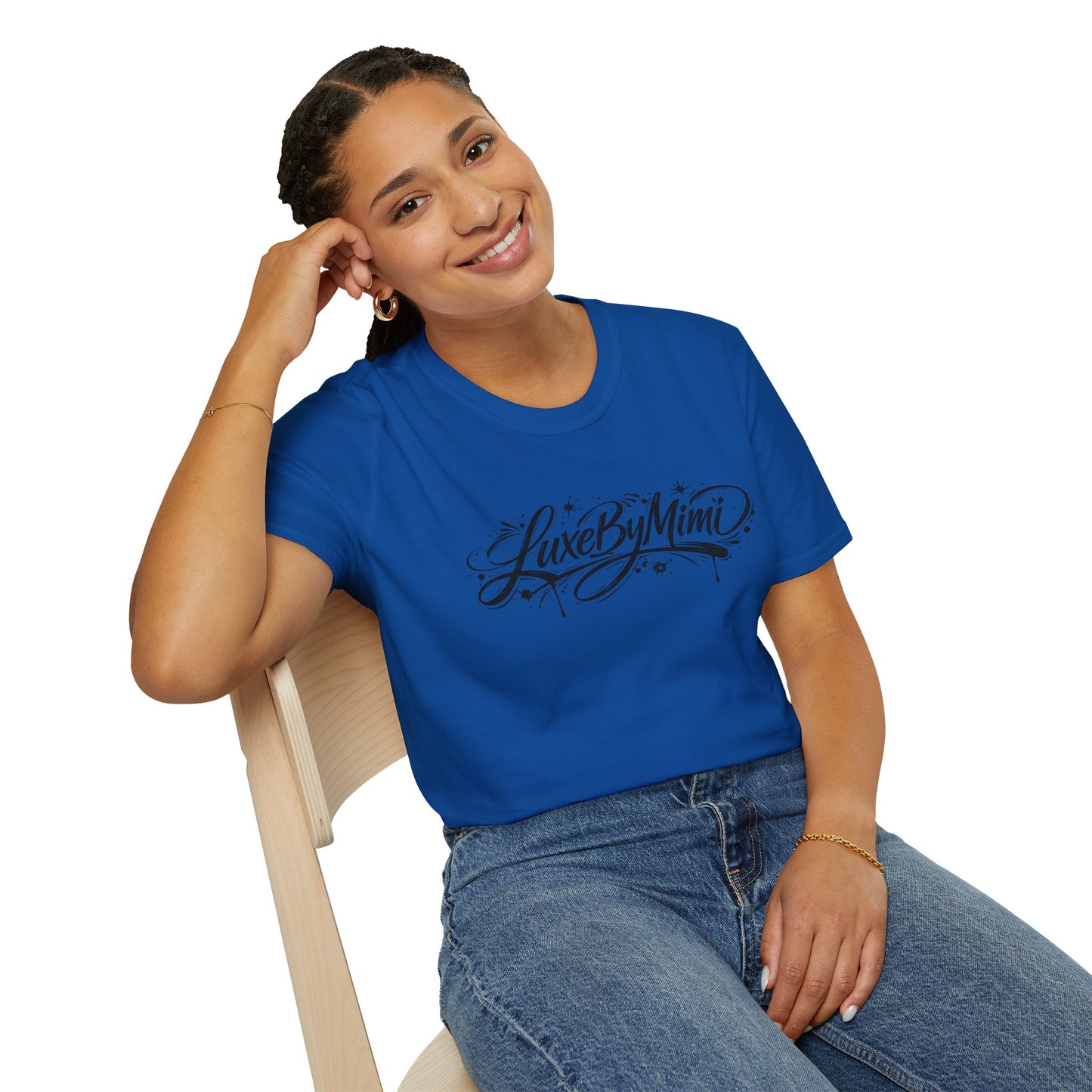 LuxeByMimi Script Tee — Elegant Calligraphy Logo T-Shirt