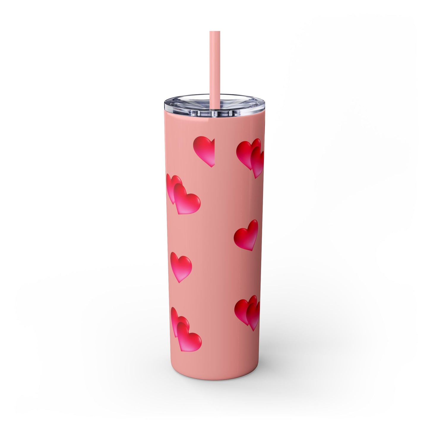 Gepasmaakte Glitter 20oz Dun Tumbler met Pienk Hartpatroon — [Jou Naam Hier]