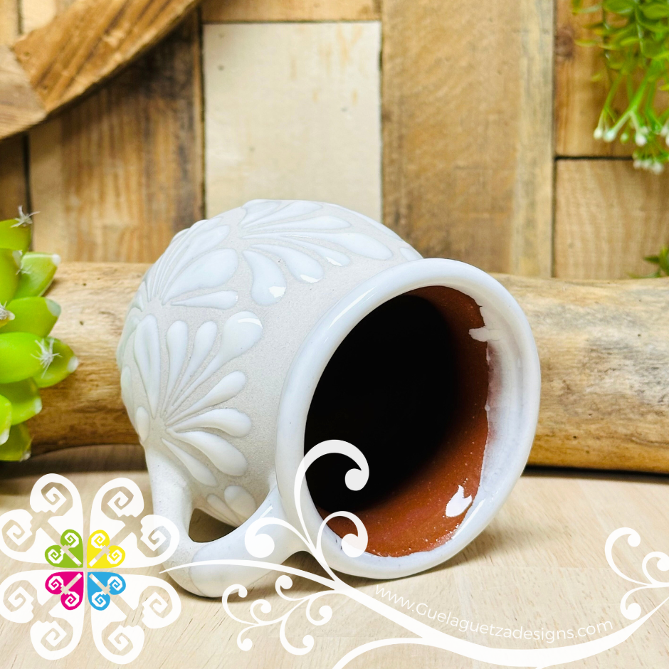 Set of Engobe/White Espiga Clay Mugs - Set Taza Barro