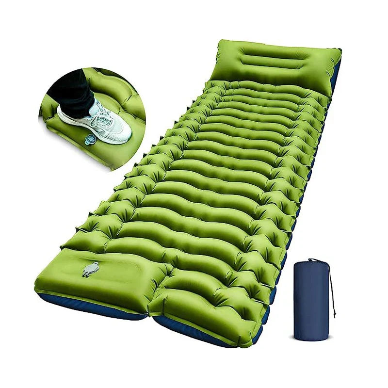 Ultra-Thick Inflatable Sleeping Pad with Headrest-0