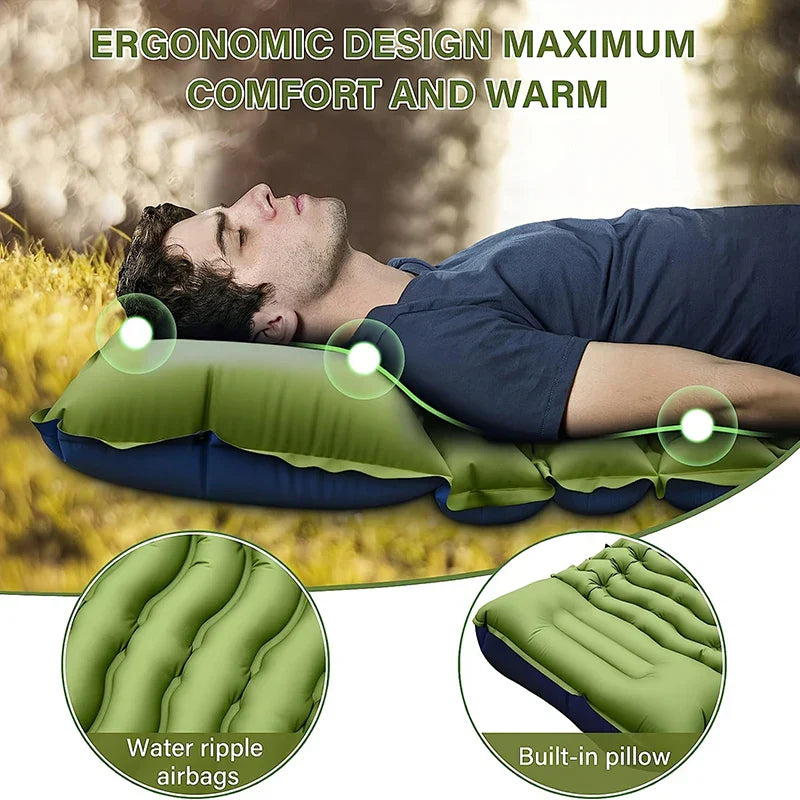 Ultra-Thick Inflatable Sleeping Pad with Headrest-3