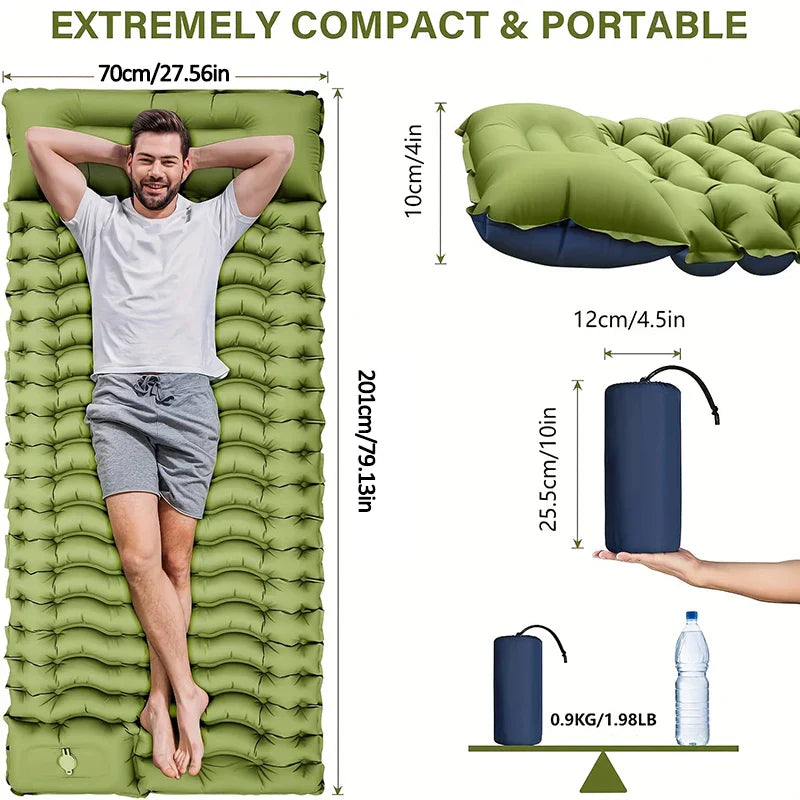 Ultra-Thick Inflatable Sleeping Pad with Headrest-1
