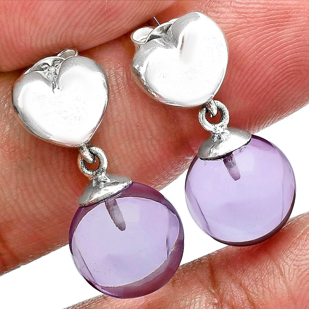 Premium Quality Heart - Amethyst Ball - Brazil Earrings E-1258 11-EE10021-0