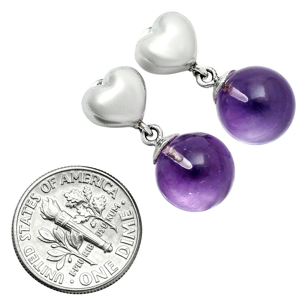 Premium Quality Heart - Amethyst Ball - Brazil Earrings E-1258 11-EE10021-2