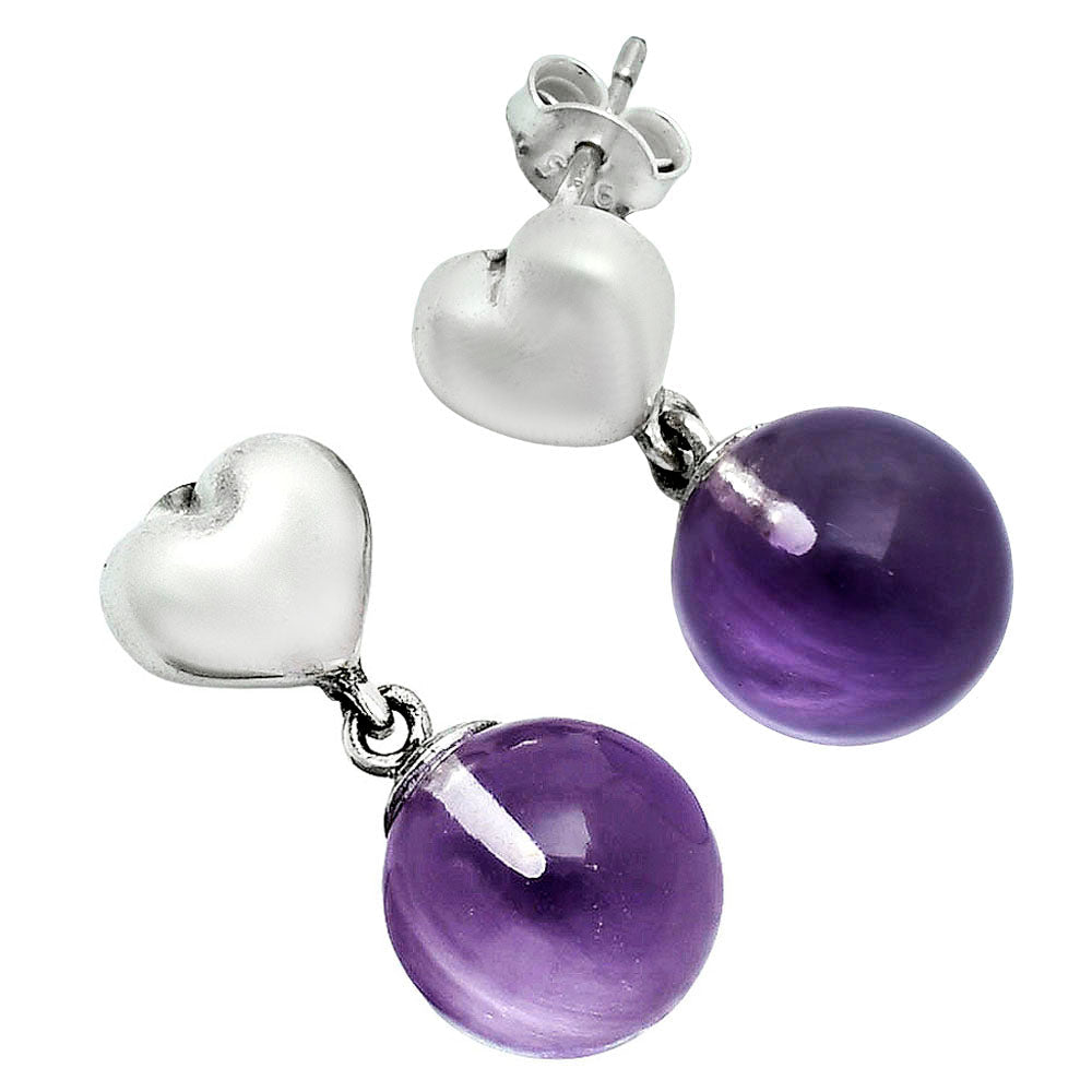 Premium Quality Heart - Amethyst Ball - Brazil Earrings E-1258 11-EE10021-1