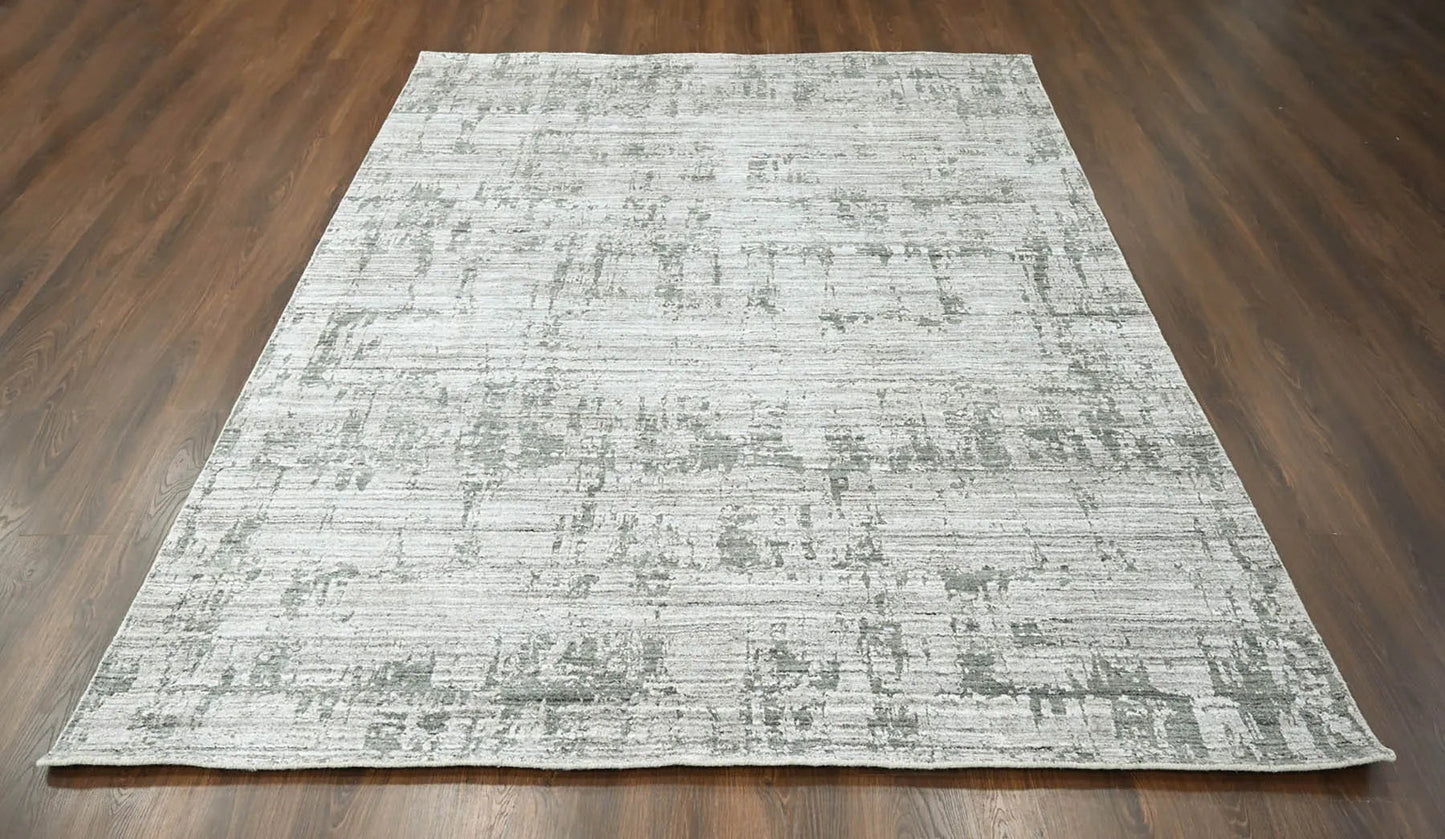 8x10 Gray, Silver Hand Knotted 100% Wool Modern & Contemporary Oriental Area Rug-3