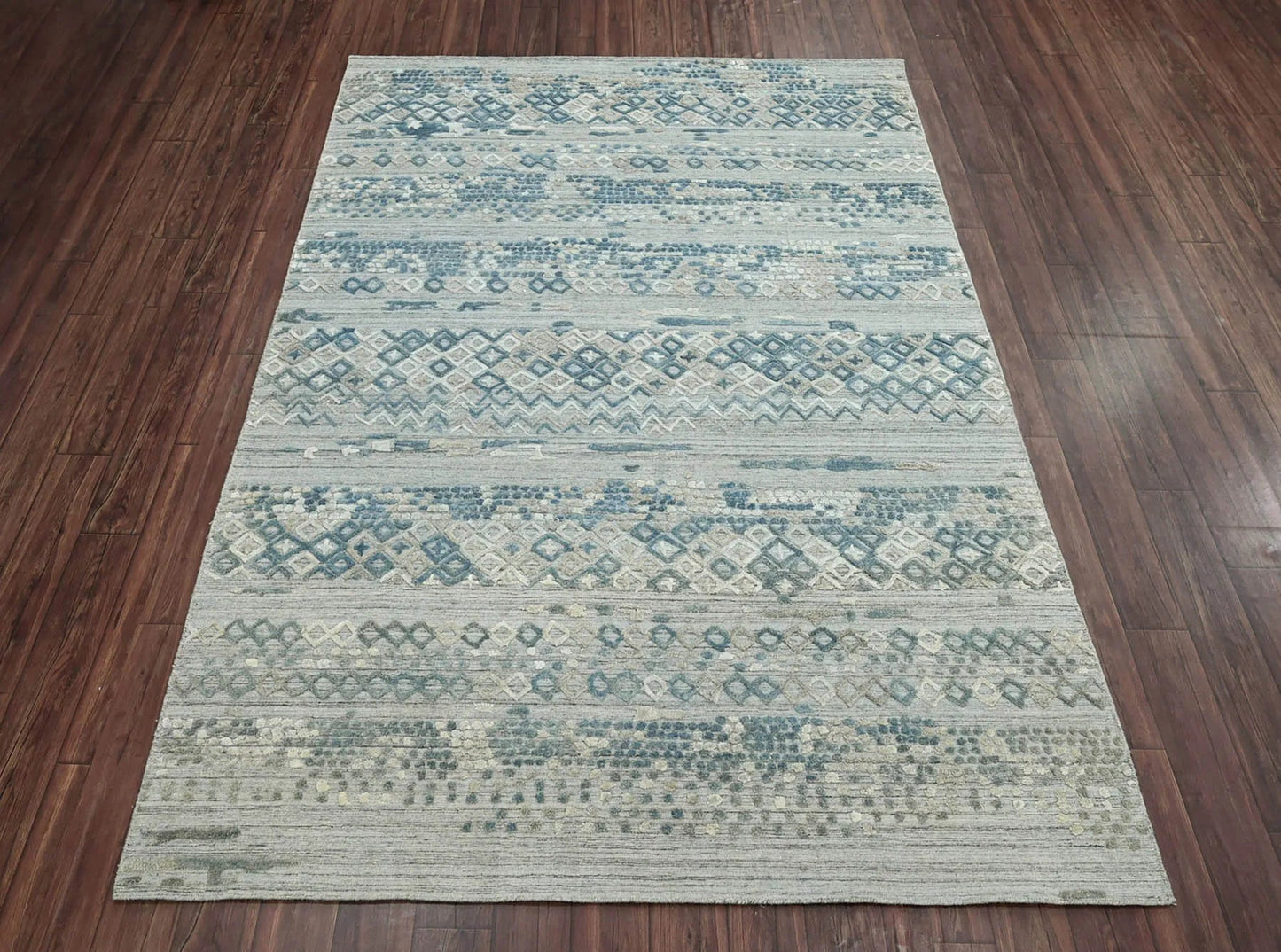 6x9 Gray LoomBloom Hand Knotted Modern & Contemporary Textured Tibetan 100% Wool Oriental Area Rug-2