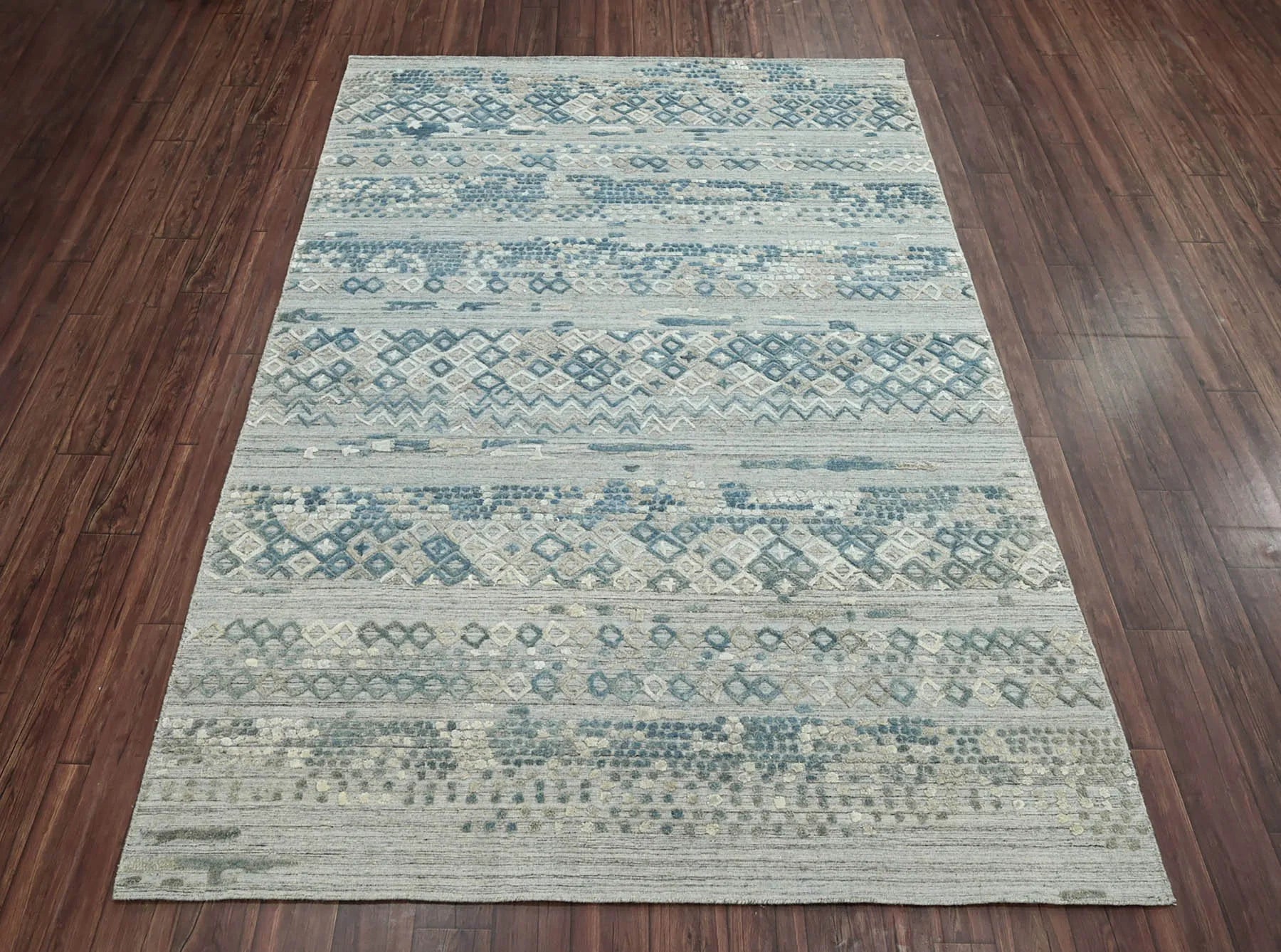 6x9 Gray LoomBloom Hand Knotted Modern & Contemporary Textured Tibetan 100% Wool Oriental Area Rug-2