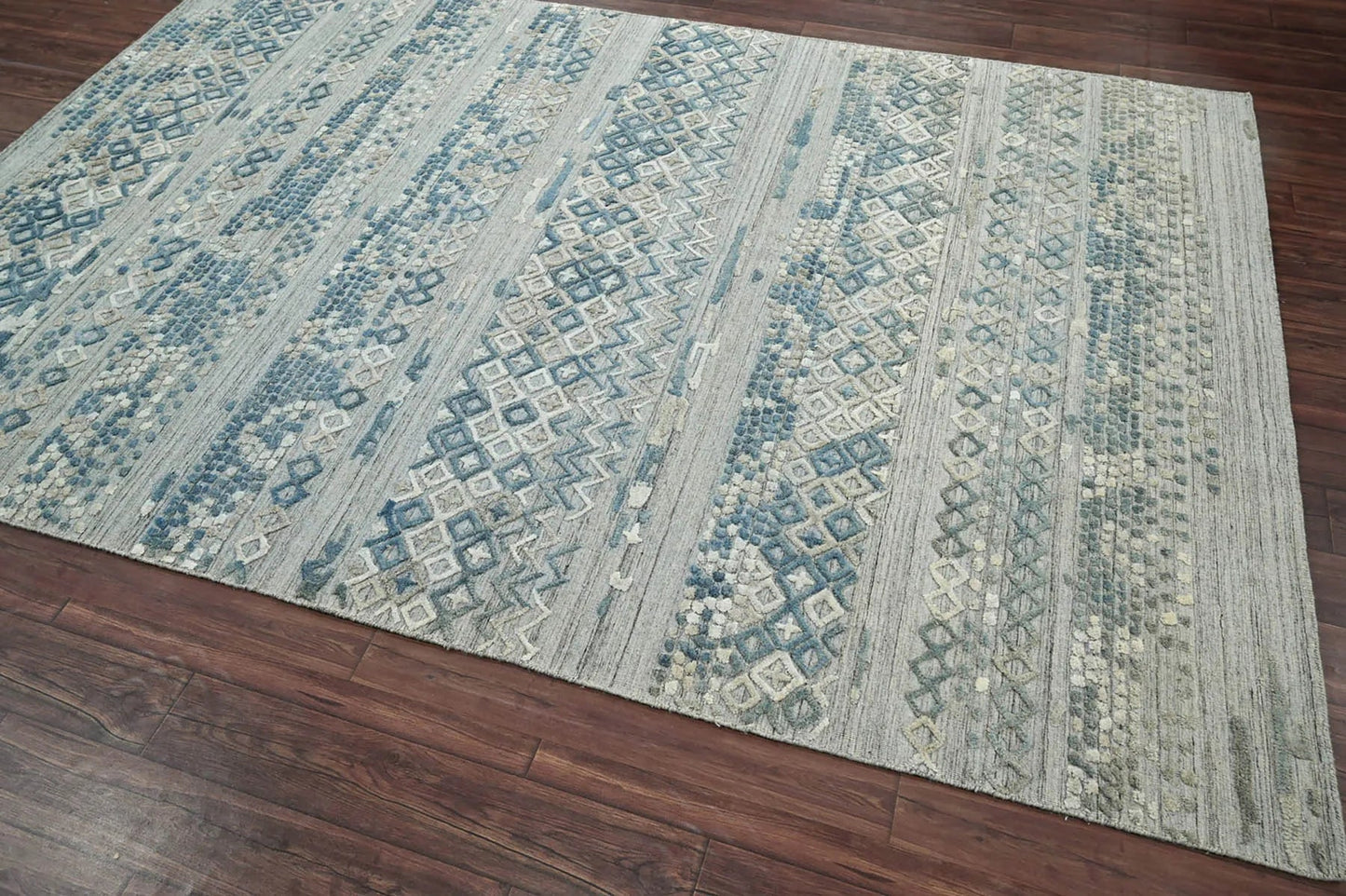 6x9 Gray LoomBloom Hand Knotted Modern & Contemporary Textured Tibetan 100% Wool Oriental Area Rug-3