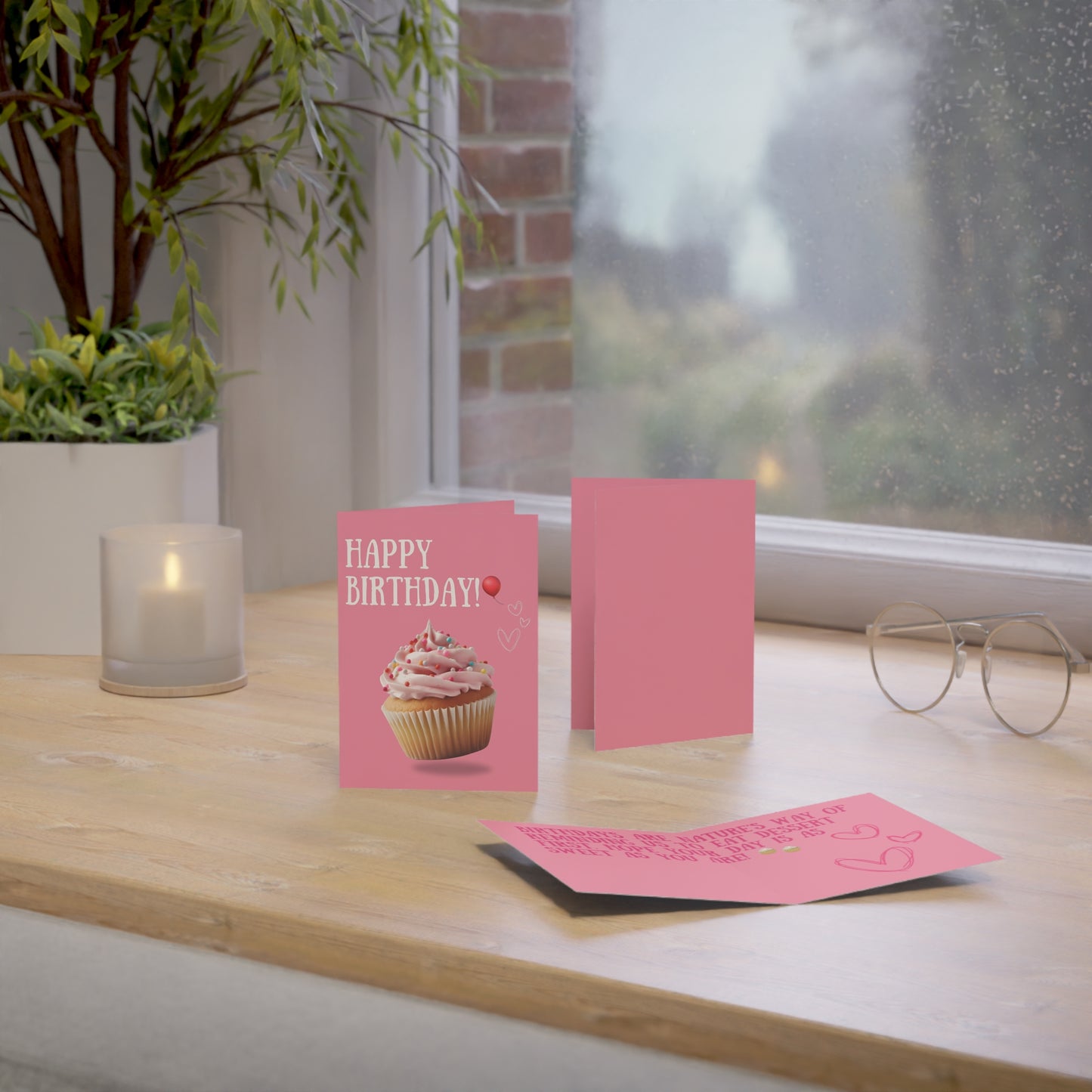 Happy Birthday Cupcake Greeting Cards - Festive Celebration Cards for Parties, Love Notes, Birthday Wishes, Stationery Set