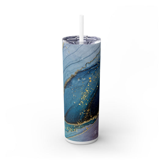 Elegant Blue Marble Skinny Tumbler, 20oz - Stylish Drinkware for Daily Use, Gifts, Celebrations, Eco-Friendly, Travel Mug