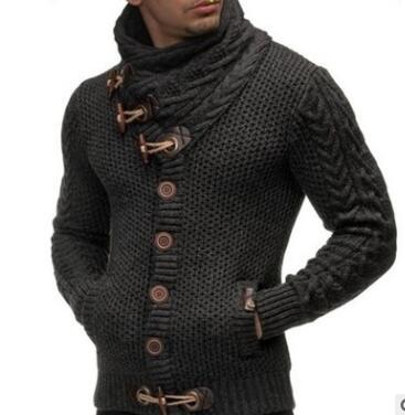 Knitted Casual Turtleneck Sweater Thick Hedging Pullover Jacket for Men