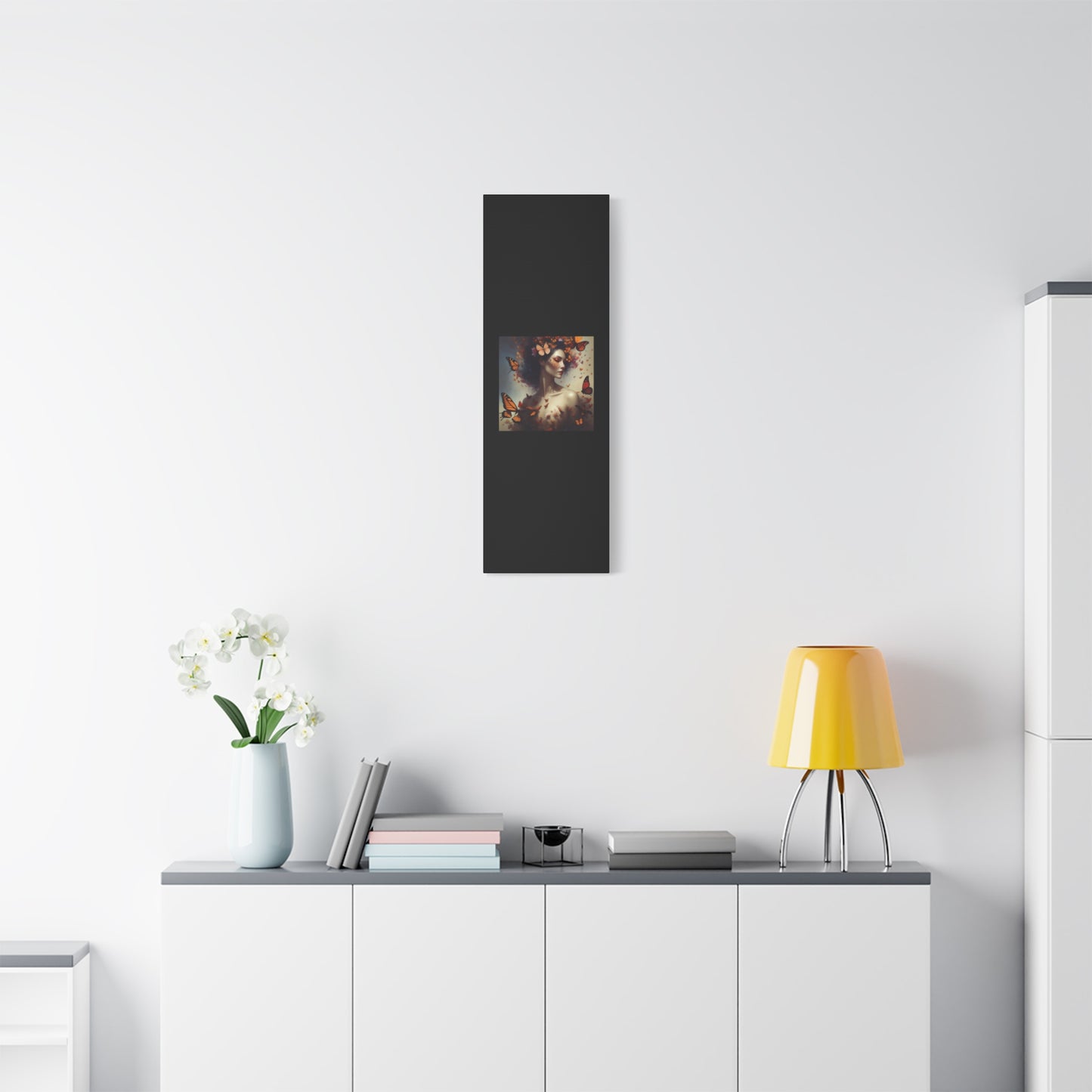 Canvas Wall Art - Butterfly Woman Print, Floral Home Decor, Unique Gift for Nature Lovers, Birthday Decoration, Whimsical Art