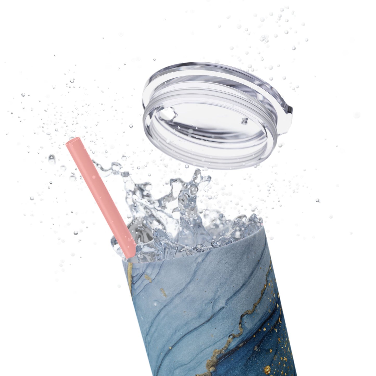 Elegant Blue Marble Skinny Tumbler, 20oz - Stylish Drinkware for Daily Use, Gifts, Celebrations, Eco-Friendly, Travel Mug