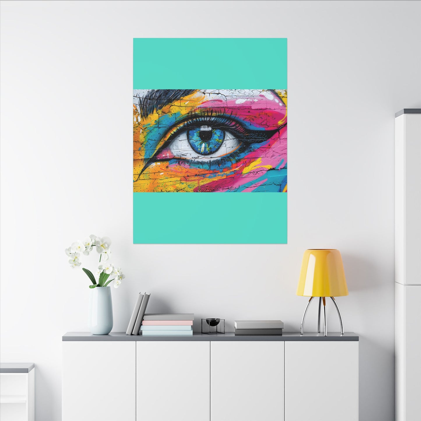 Colorful Eye Street Art Matte Canvas Print