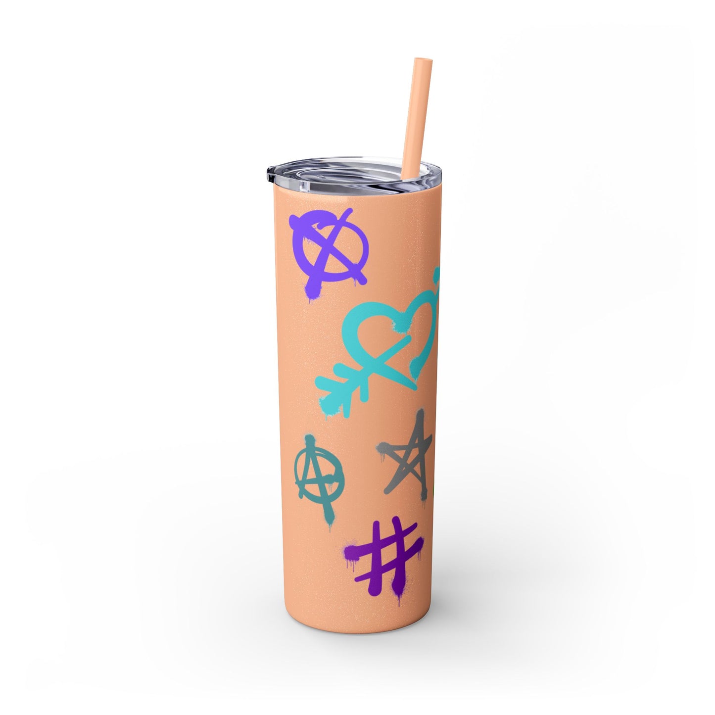 Trendy Skinny Tumbler with Straw, 20oz | Unique Graffiti Style Drinkware for Teens, Gifts, Parties, and Everyday Use