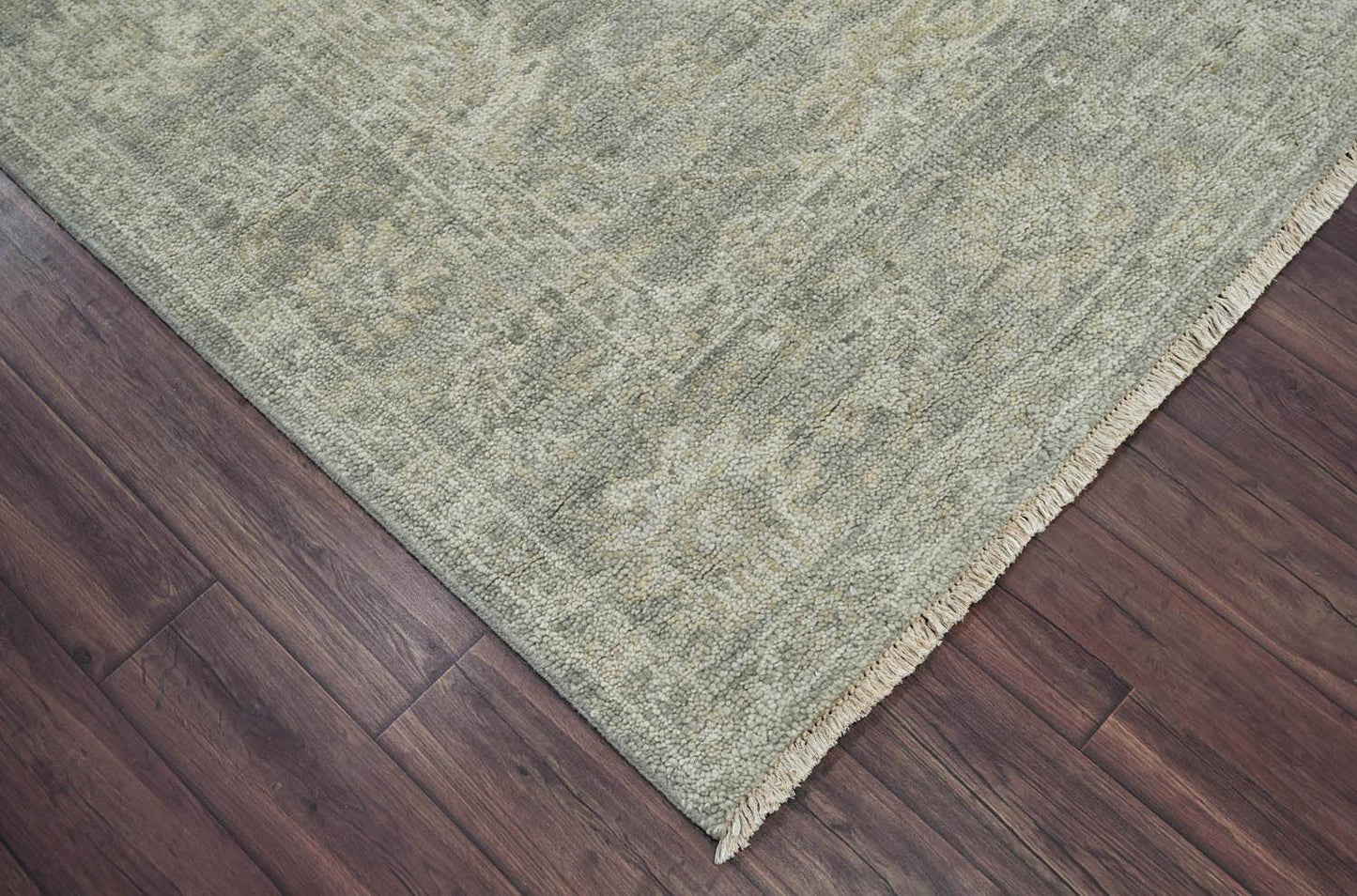 LoomBloom 7'4''x9'9" Moss Hand Knotted Traditional Oushak Wool Oriental Area Rug-2