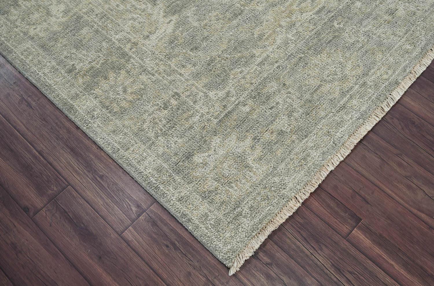 LoomBloom 7'4''x9'9" Moss Hand Knotted Traditional Oushak Wool Oriental Area Rug-2