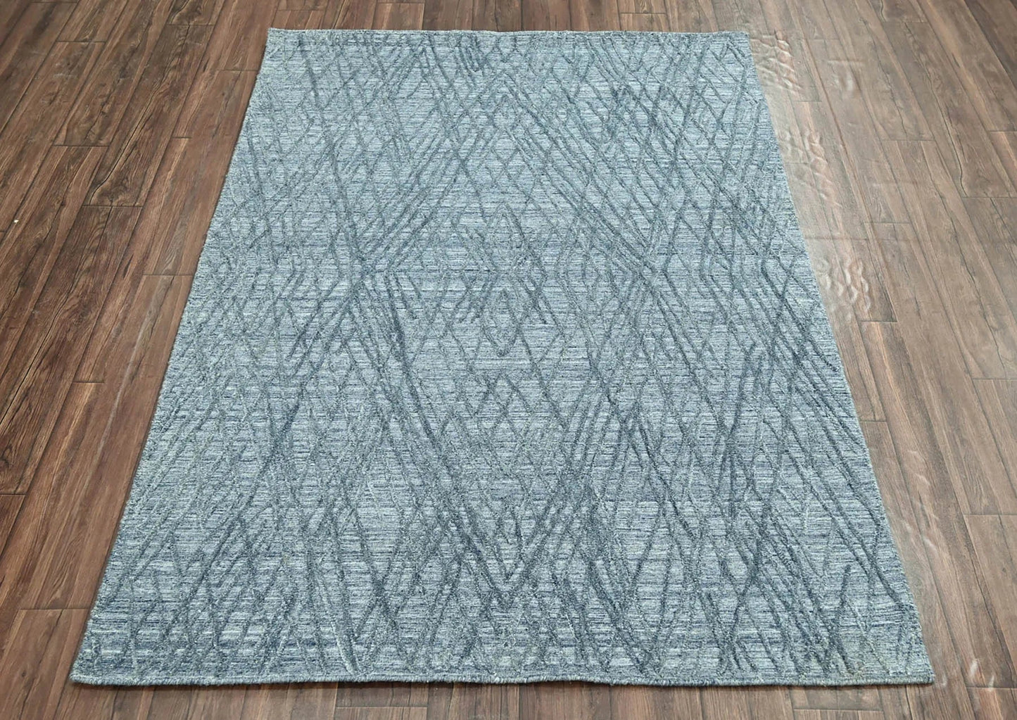4x6 Blue LoomBloom Hand Knotted Modern & Contemporary Textured Tibetan 100% Wool Oriental Area Rug-2