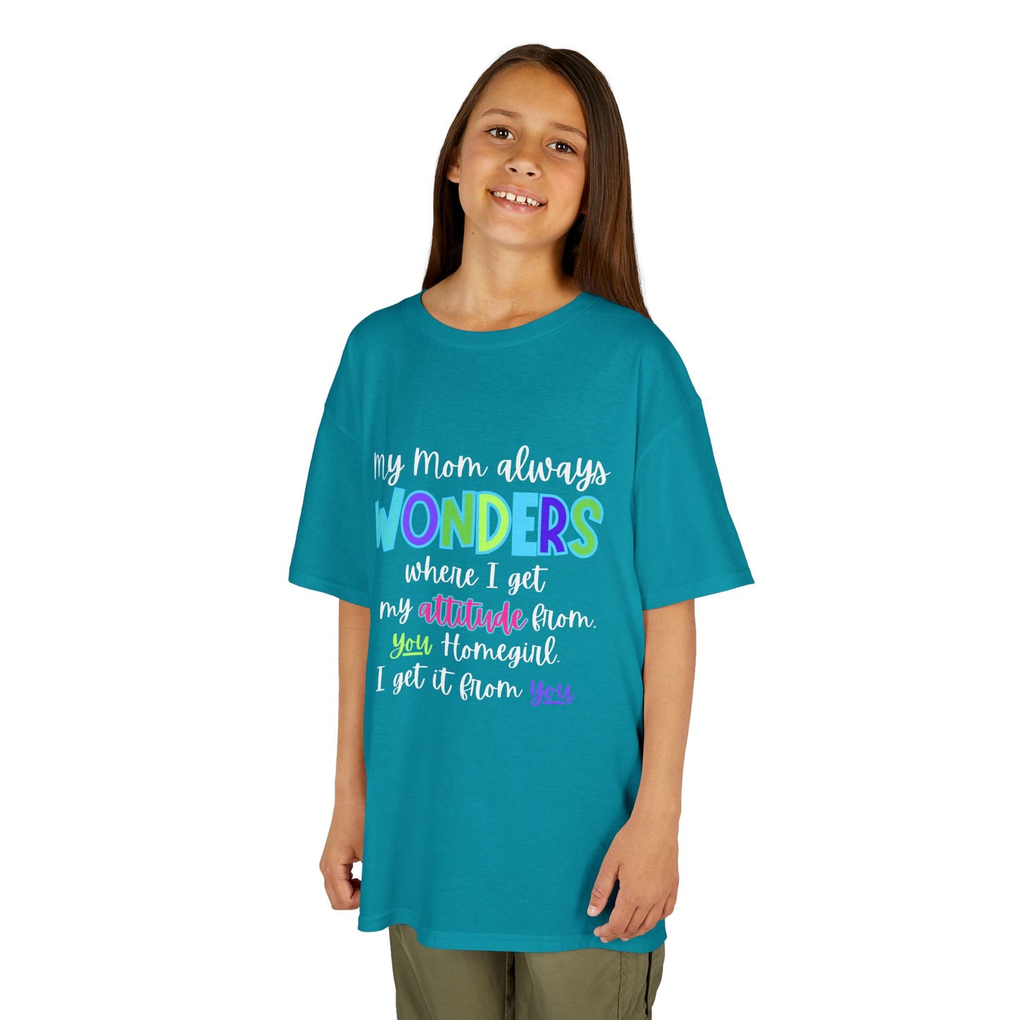 Colorful Kids Tee: 'My Mom Wonders Where I Get My Attitude From' | Fun Gift for Birthdays, Holidays, Everyday Wear, Unique Kids Apparel