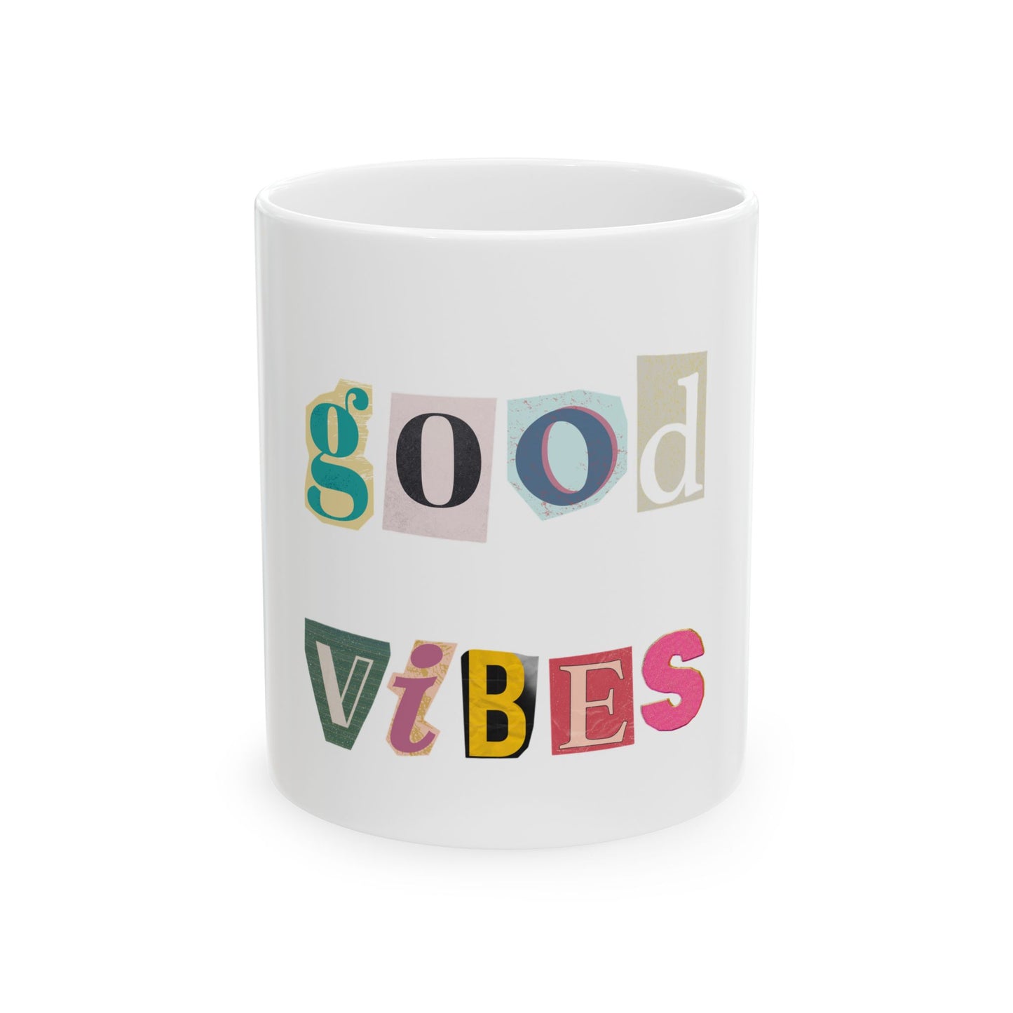 Good Vibes Ceramic Mug - 11oz & 15oz, Colorful Drinkware for Coffee Lovers, Unique Gift for Birthdays, Home Office, or Relaxation