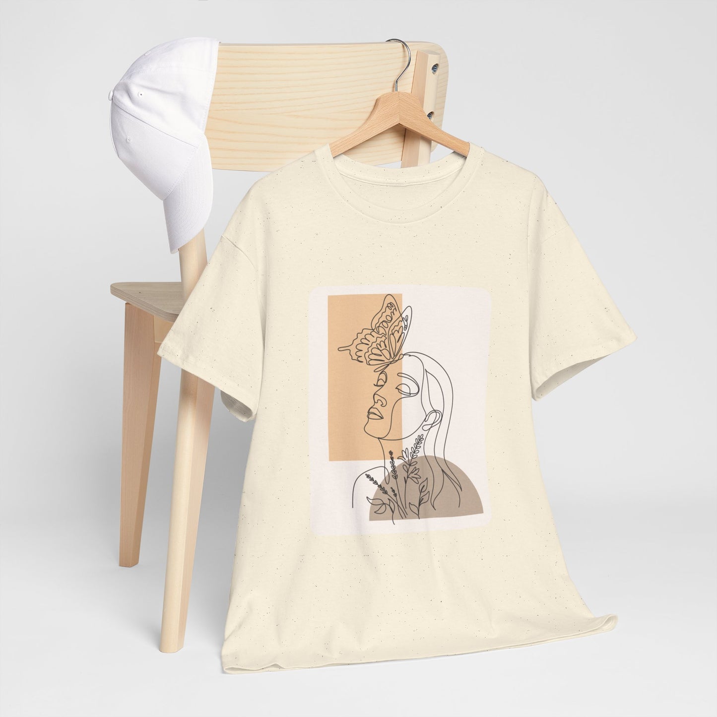 Artistic Unisex Tee: Modern Line Drawing with Butterfly, Perfect for Casual Outings, Gift for Art Lovers, Spring Fashion, Eco-Friendly Wear