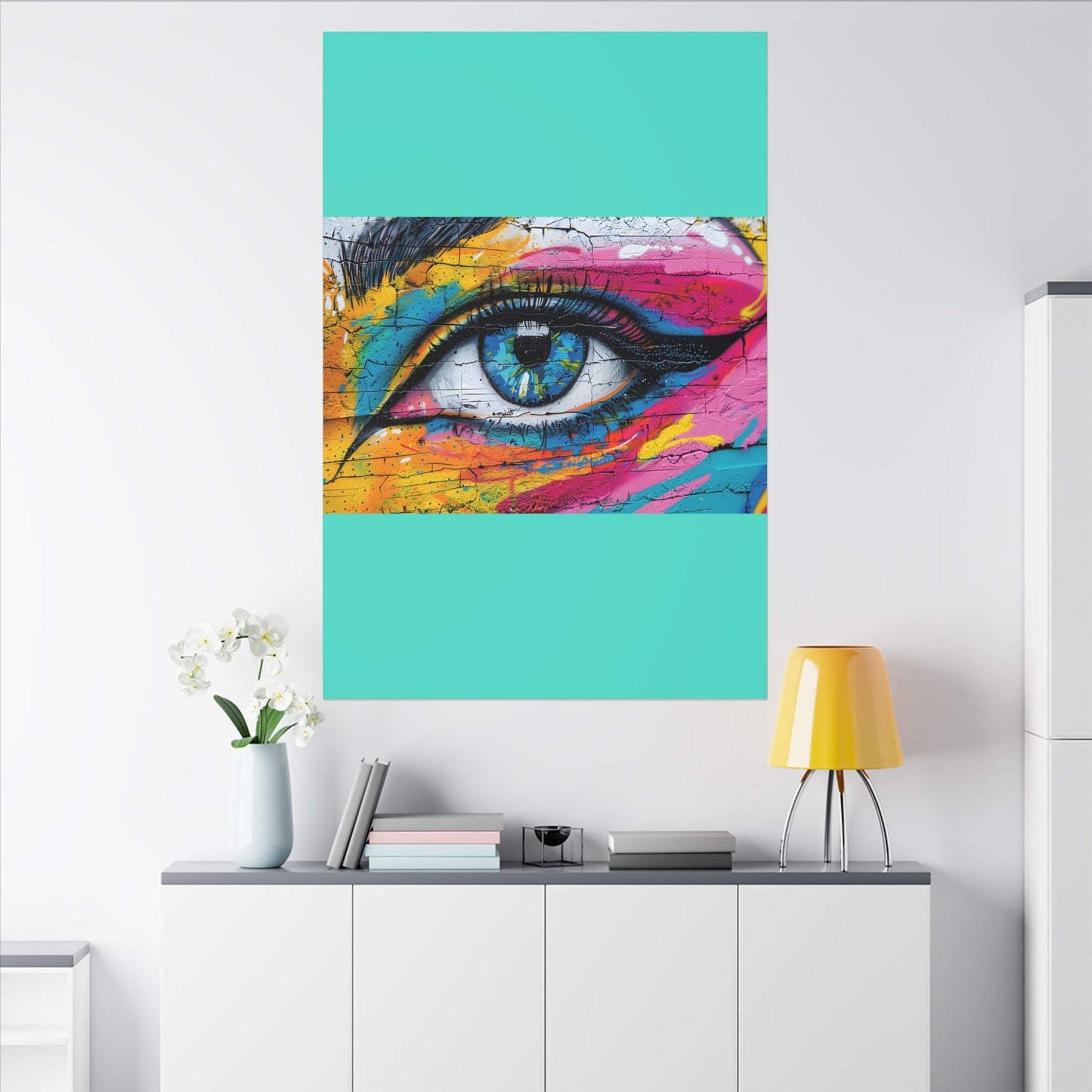 Colorful Eye Street Art Matte Canvas Print