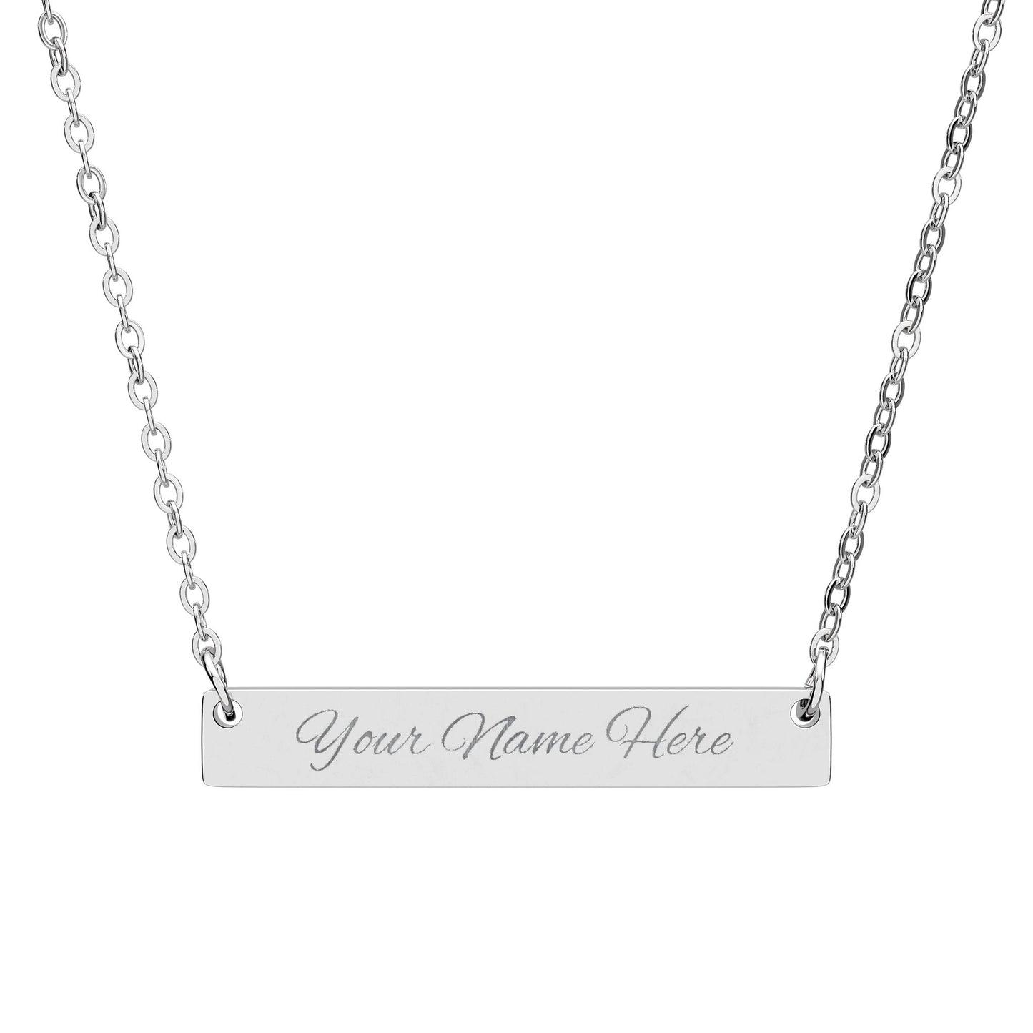 Personalized Horizontal Bar Necklace, Custom Engraved Name Jewelry, Unique Gift for Him/Her