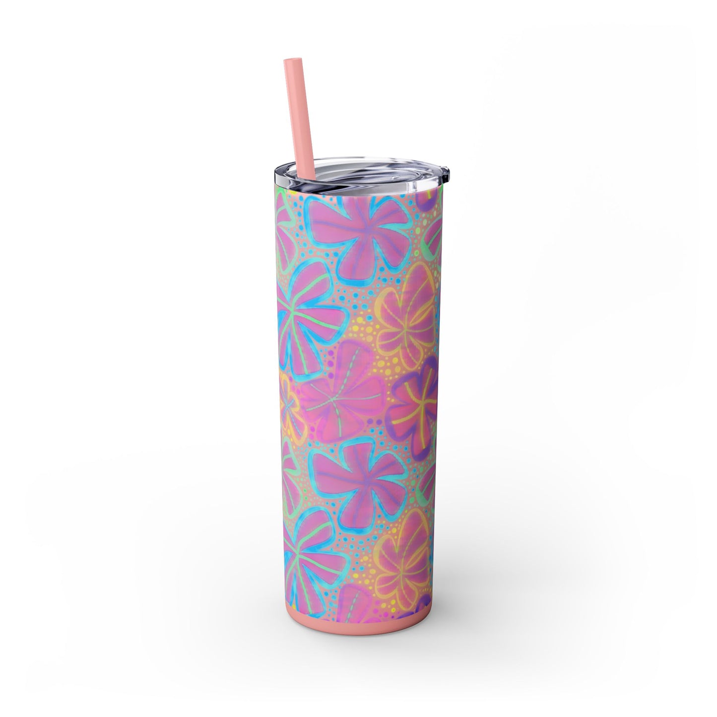 Pastel Butterfly Tumbler, 20oz Drinkware, Spring Decor, Cute Gift for Her, Eco-Friendly Cup, Floral Water Bottle