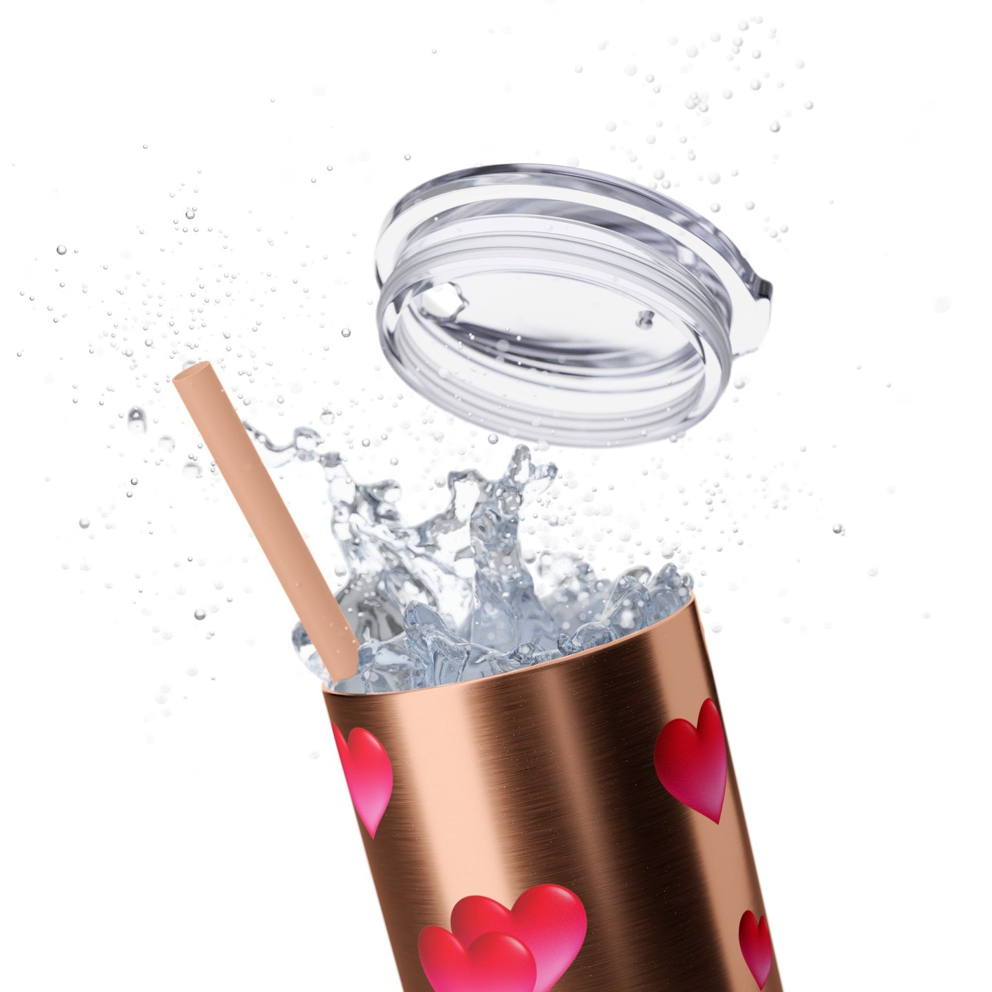 Gepasmaakte Glitter 20oz Dun Tumbler met Pienk Hartpatroon — [Jou Naam Hier]