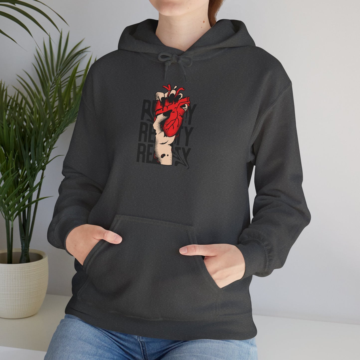 Reality-Themed Unisex Heavy Blend Hoodie for Daily Inspiration, Motivational Sweatshirt, Cozy Gift for Friends, Statement Apparel, [...]