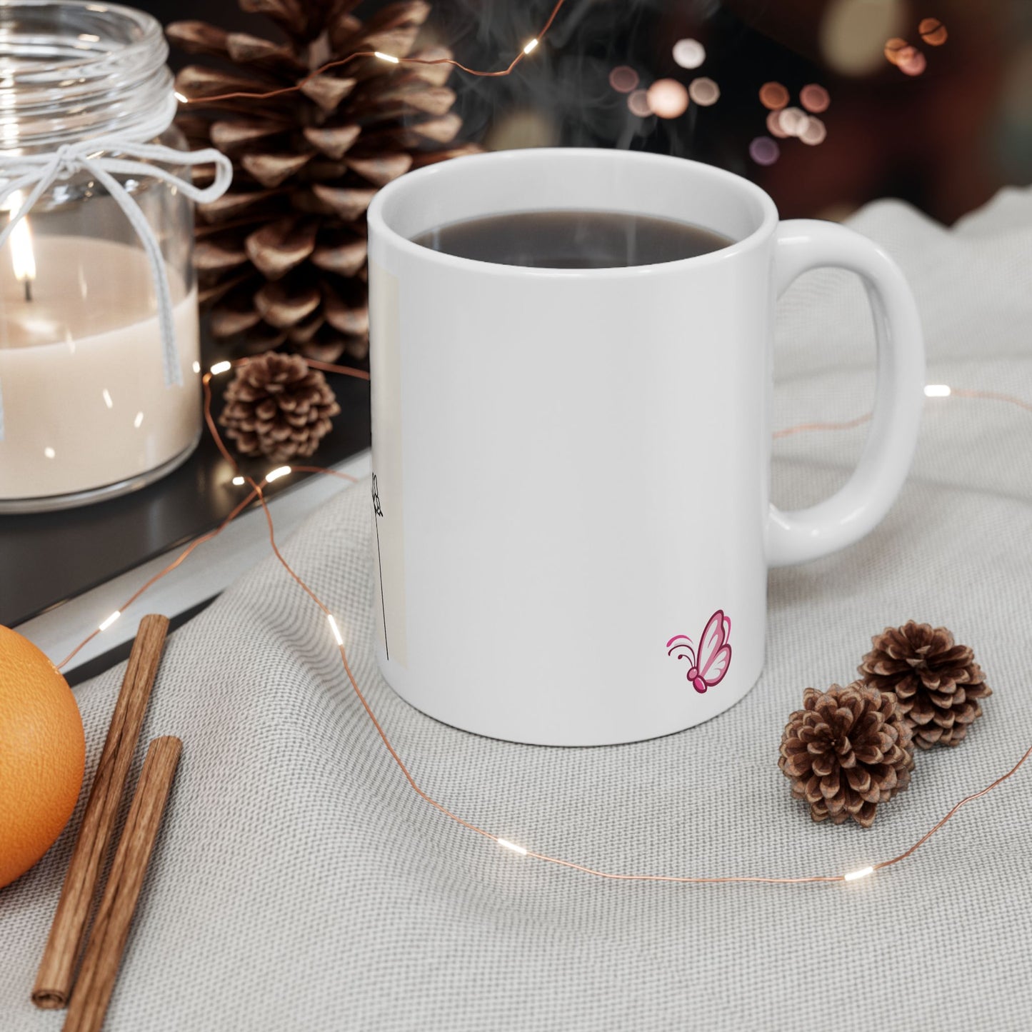 Elegant Butterfly Woman Line Art Ceramic Mug with Butterfly Accents, Perfect Gift for Coffee Lovers, Home Decor, Mother's Day, Self-Care