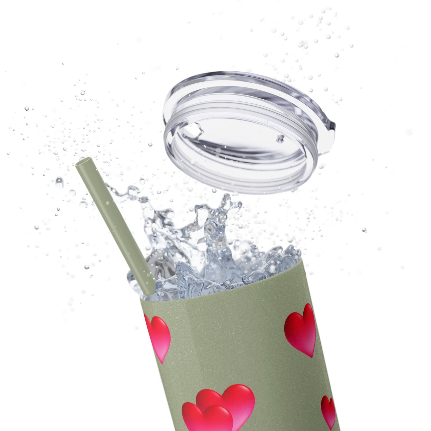 Gepasmaakte Glitter 20oz Dun Tumbler met Pienk Hartpatroon — [Jou Naam Hier]