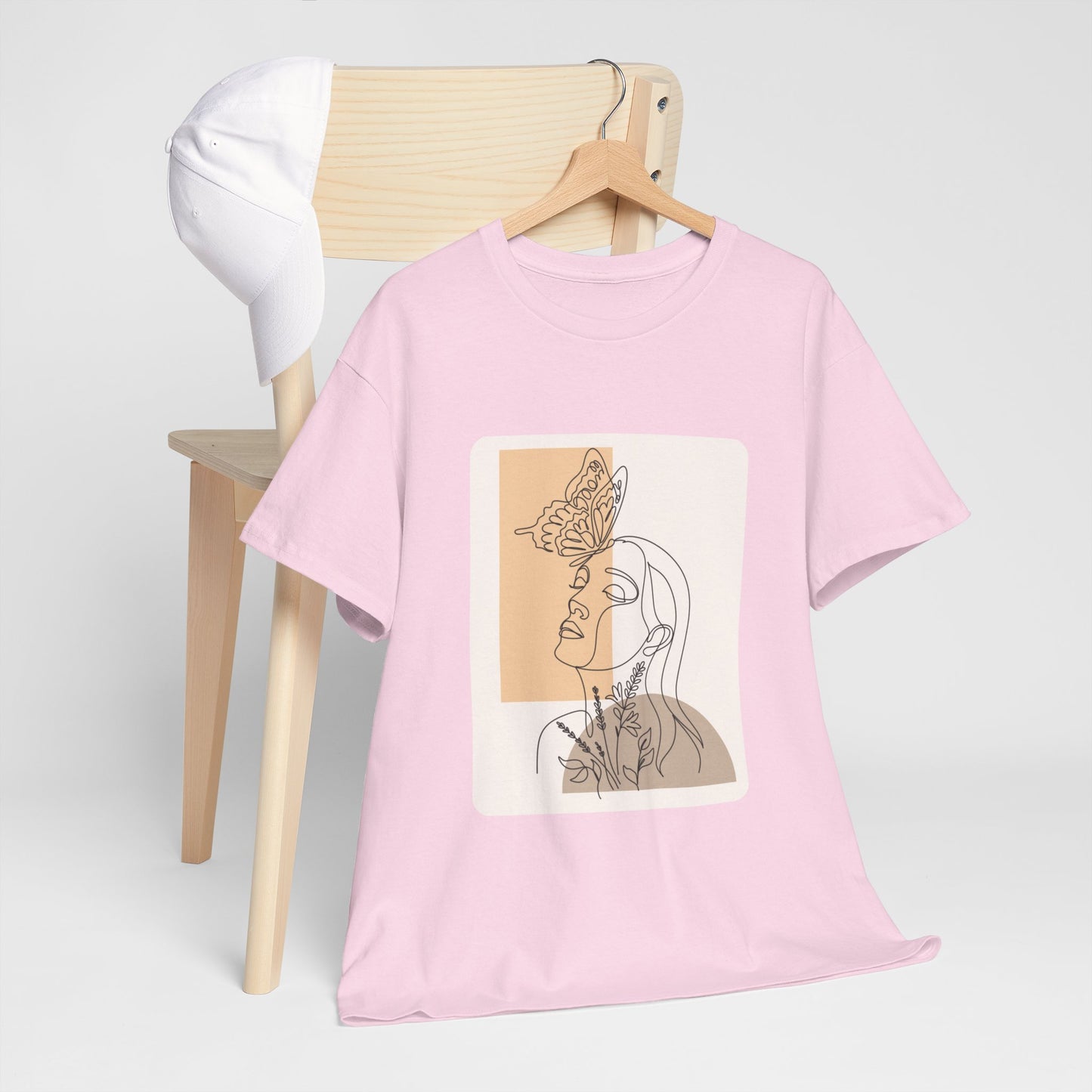Artistic Unisex Tee: Modern Line Drawing with Butterfly, Perfect for Casual Outings, Gift for Art Lovers, Spring Fashion, Eco-Friendly Wear
