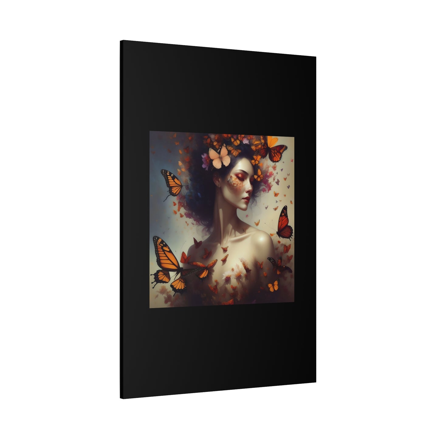 Canvas Wall Art - Butterfly Woman Print, Floral Home Decor, Unique Gift for Nature Lovers, Birthday Decoration, Whimsical Art