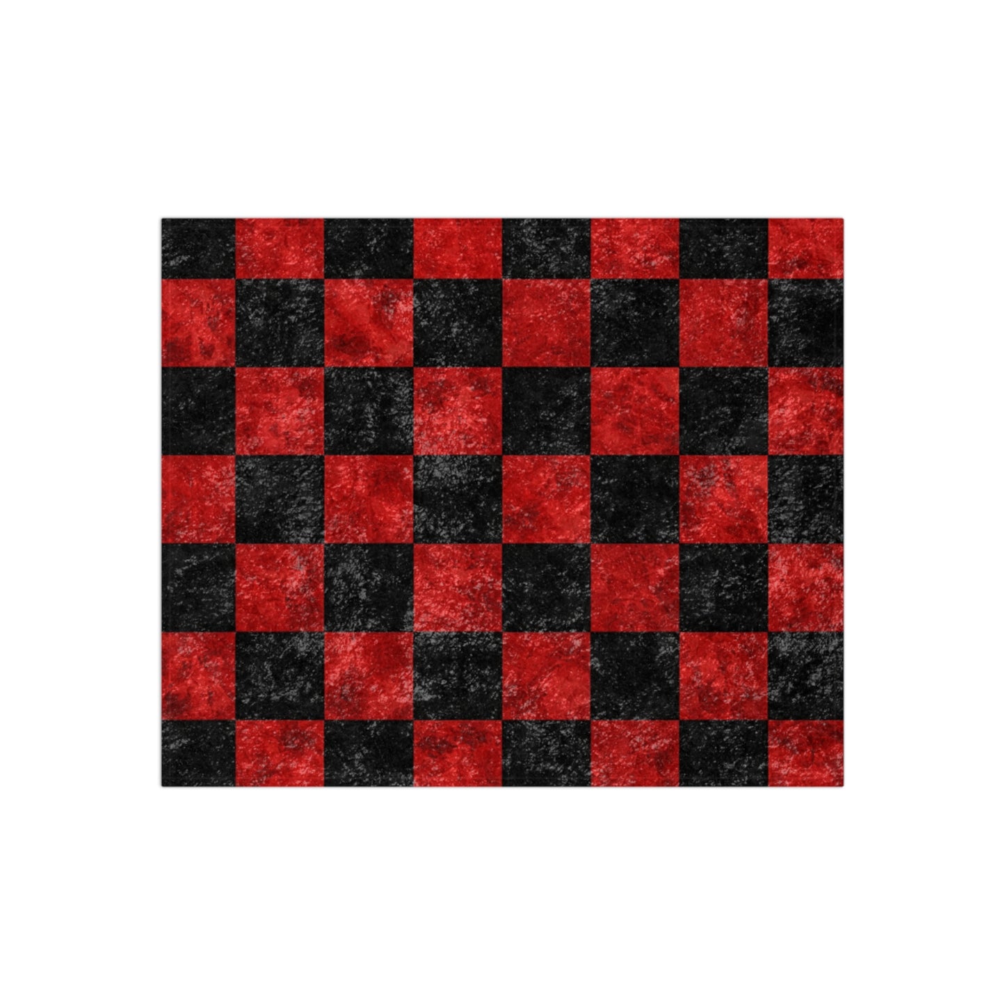Red & Black Crushed Velvet Buffalo Chessboard Blanket