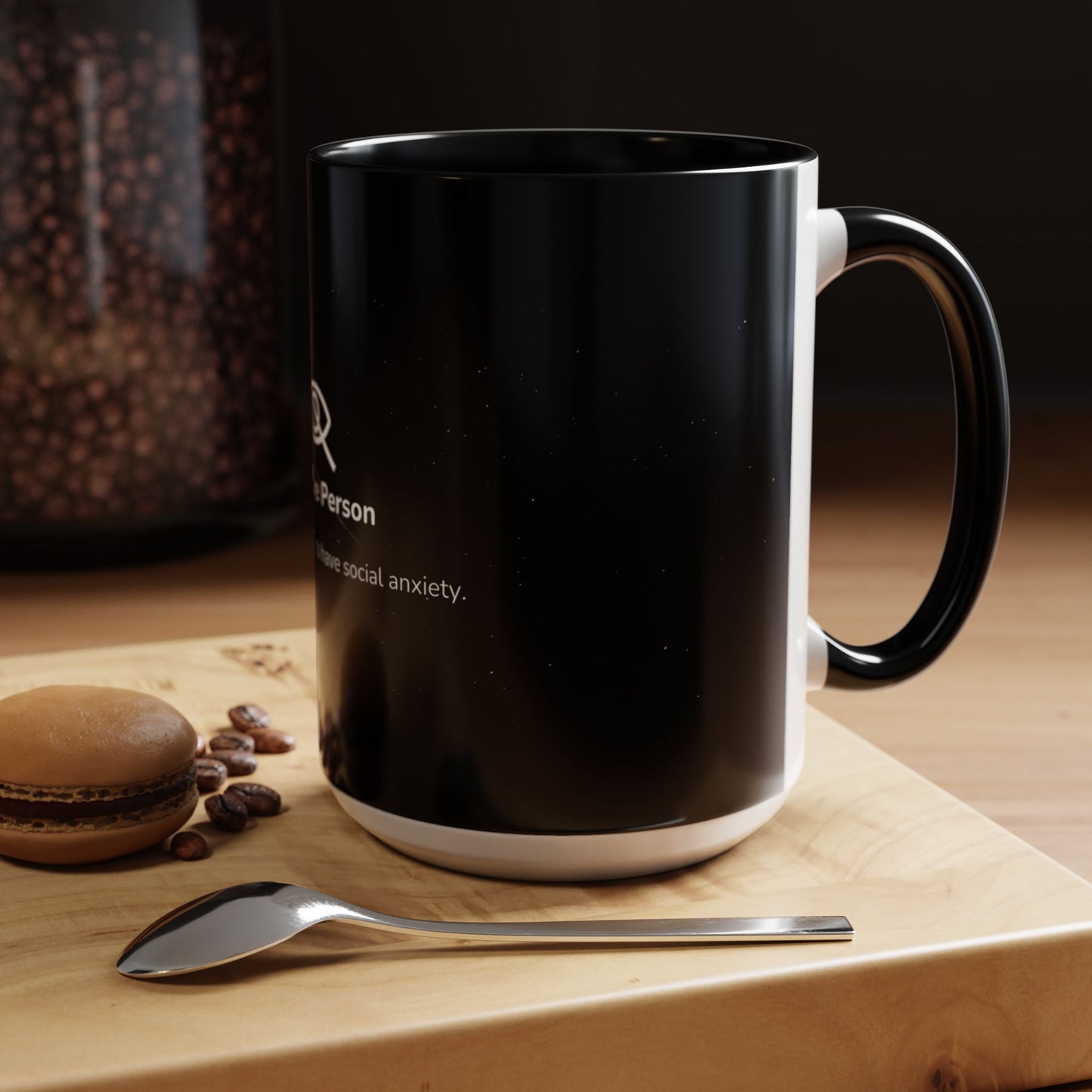 Sensitive Person Social Anxiety Coffee Mug - Black Accent, Gift for Introverts, Social Anxiety Humor, Unique Mug for Tea Lovers, Thoughtful Present