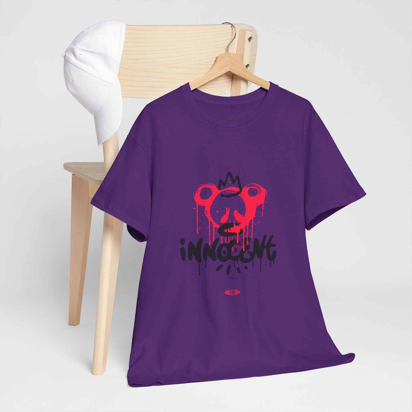 Edgy Graphic Tee: 'Innocent' Design, Urban Fashion, Streetwear, Unisex Cotton T-Shirt, Music Festivals, Casual Wear