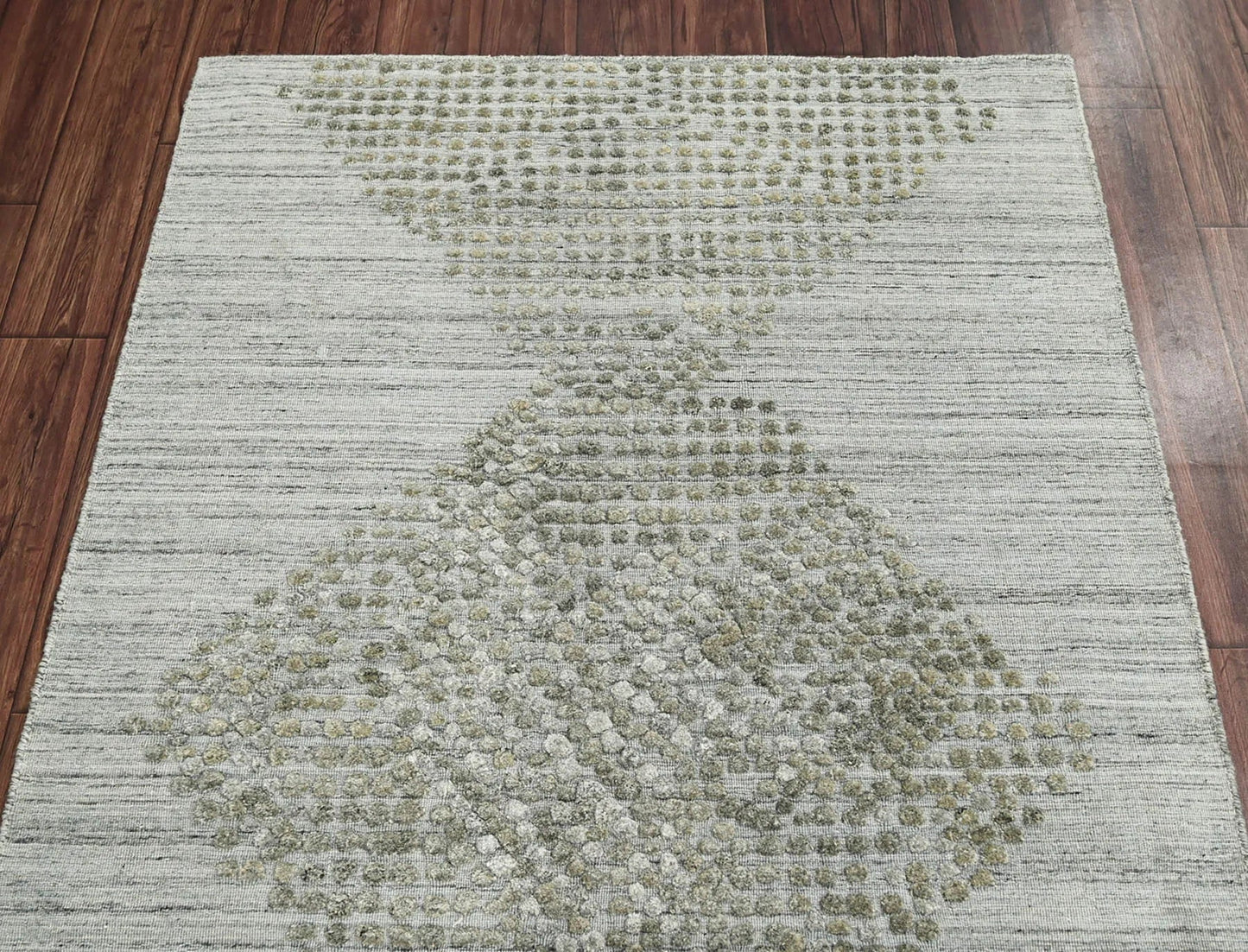 4x6 Gray LoomBloom Hand Knotted Modern & Contemporary Textured Tibetan 100% Wool Oriental Area Rug-4