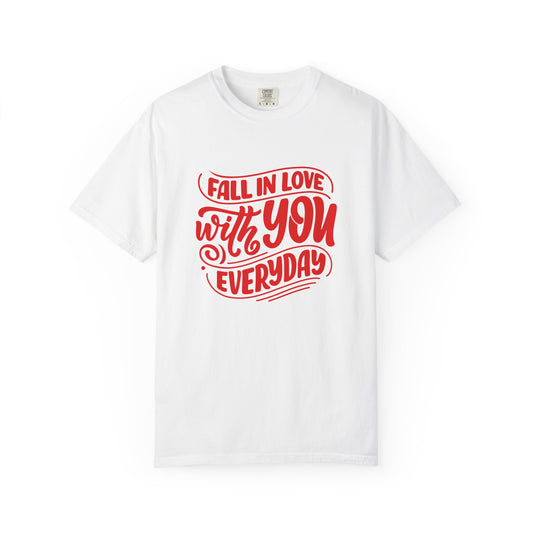 Fall in Love with YOU Quote T-shirt for Couples, Valentine's Day, Gifts for Him/Her, Casual Everyday Wear, Comfortable Unisex Tee