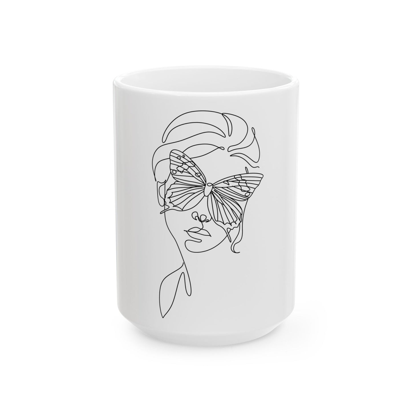 Butterfly Woman Ceramic Mug - Minimalist Art, Coffee Cup, Unique Gift, Home Decor, Art Lover's Mug
