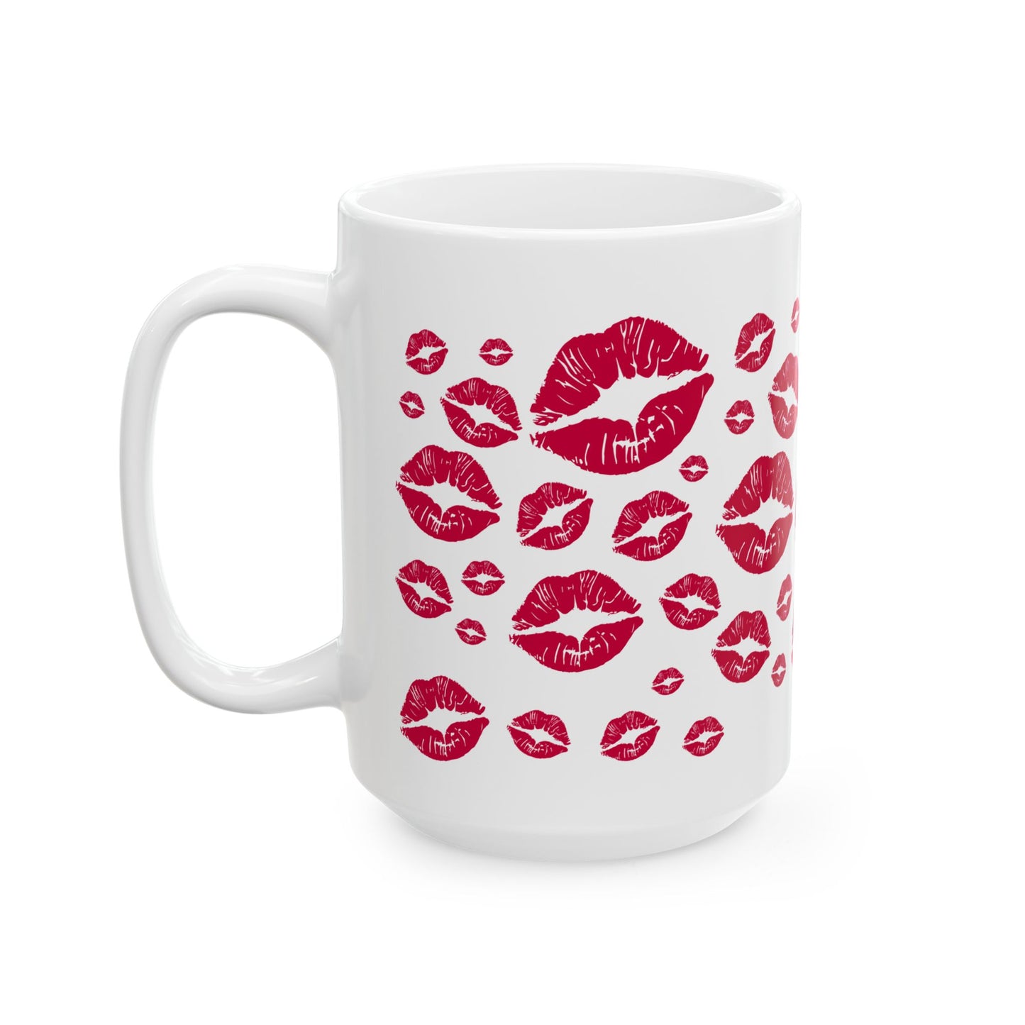 Romantic Kiss Print Ceramic Mug, Perfect for Valentine's Day Gift, Couples Coffee Mug, Lip Print Tea Cup, Cute Kitchen Decor