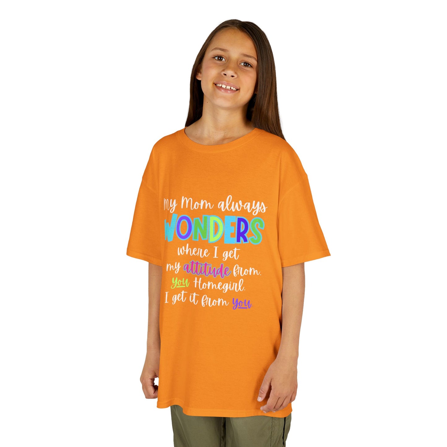 Colorful Kids Tee: 'My Mom Wonders Where I Get My Attitude From' | Fun Gift for Birthdays, Holidays, Everyday Wear, Unique Kids Apparel