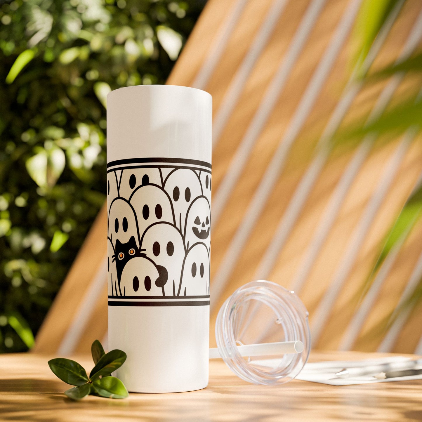 Halloween Ghost Tumbler, 20oz Skinny Tumbler with Straw, Cute Fall Drinkware, Spooky Gifts for Kids, Ghost Lovers, Cozy Decor