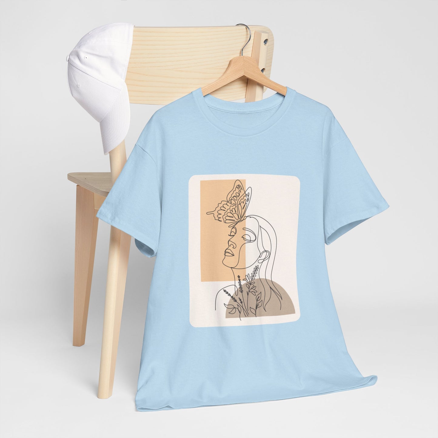 Artistic Unisex Tee: Modern Line Drawing with Butterfly, Perfect for Casual Outings, Gift for Art Lovers, Spring Fashion, Eco-Friendly Wear